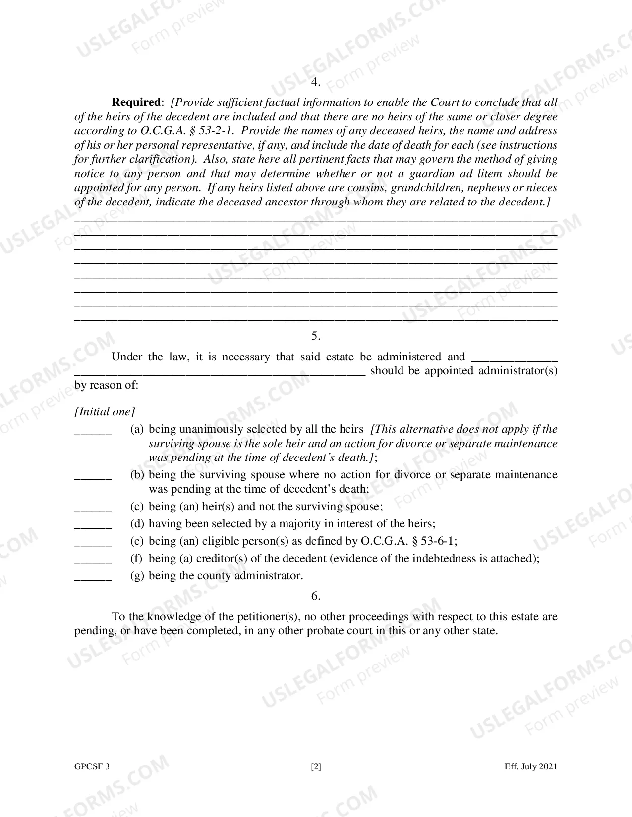 Preview Petition for Letters of Administration