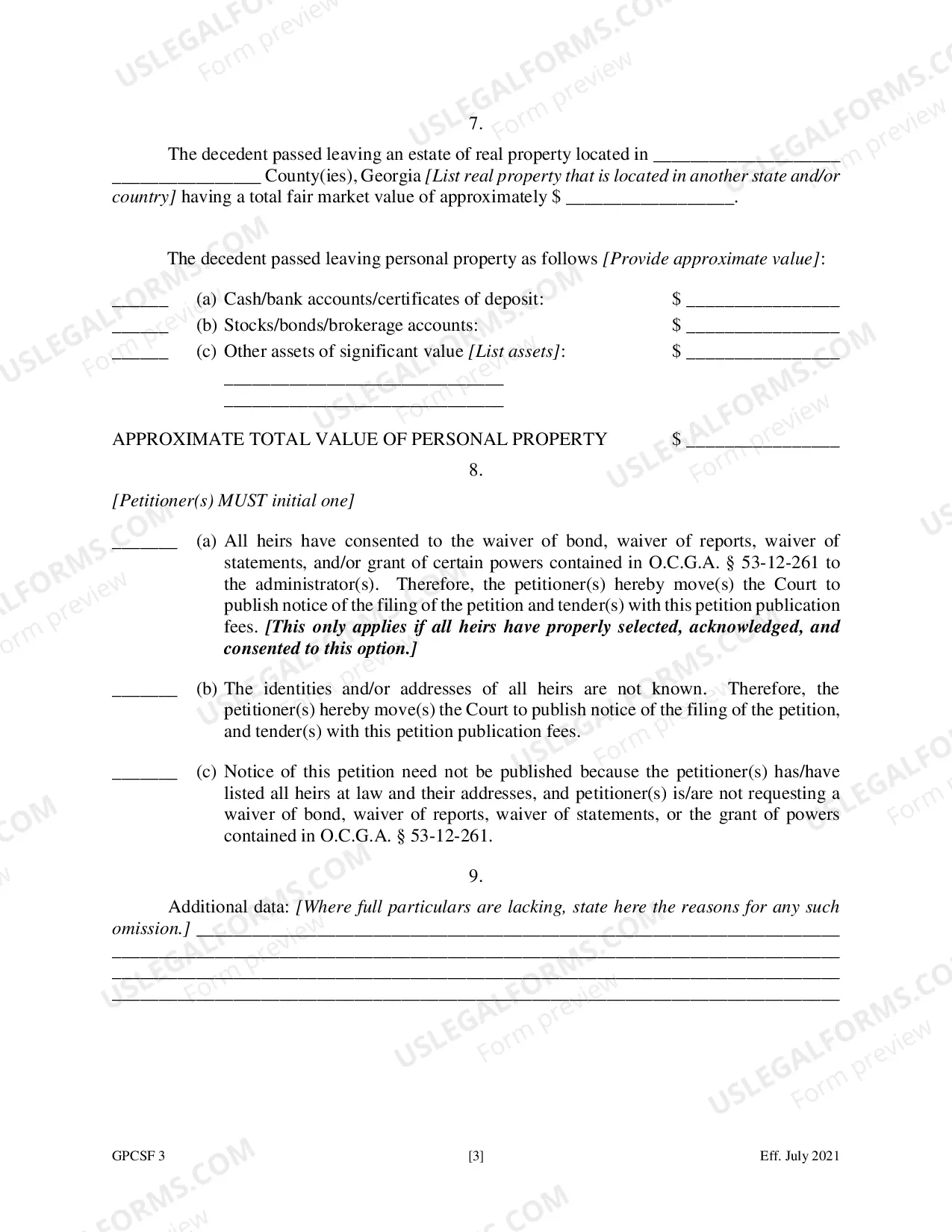 Preview Petition for Letters of Administration