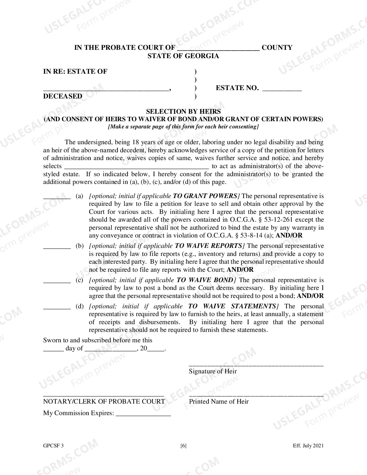 Preview Petition for Letters of Administration