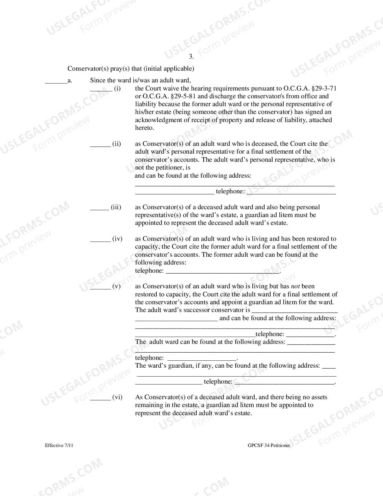 Preview Petition of Conservator for Final Settlement of Accounts and Discharge from Office and Liability