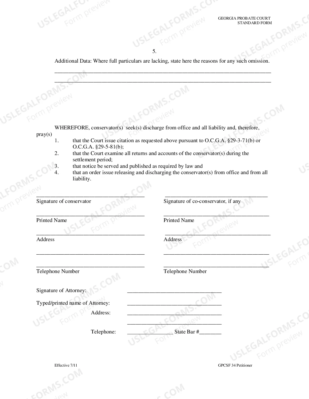 Preview Petition of Conservator for Final Settlement of Accounts and Discharge from Office and Liability