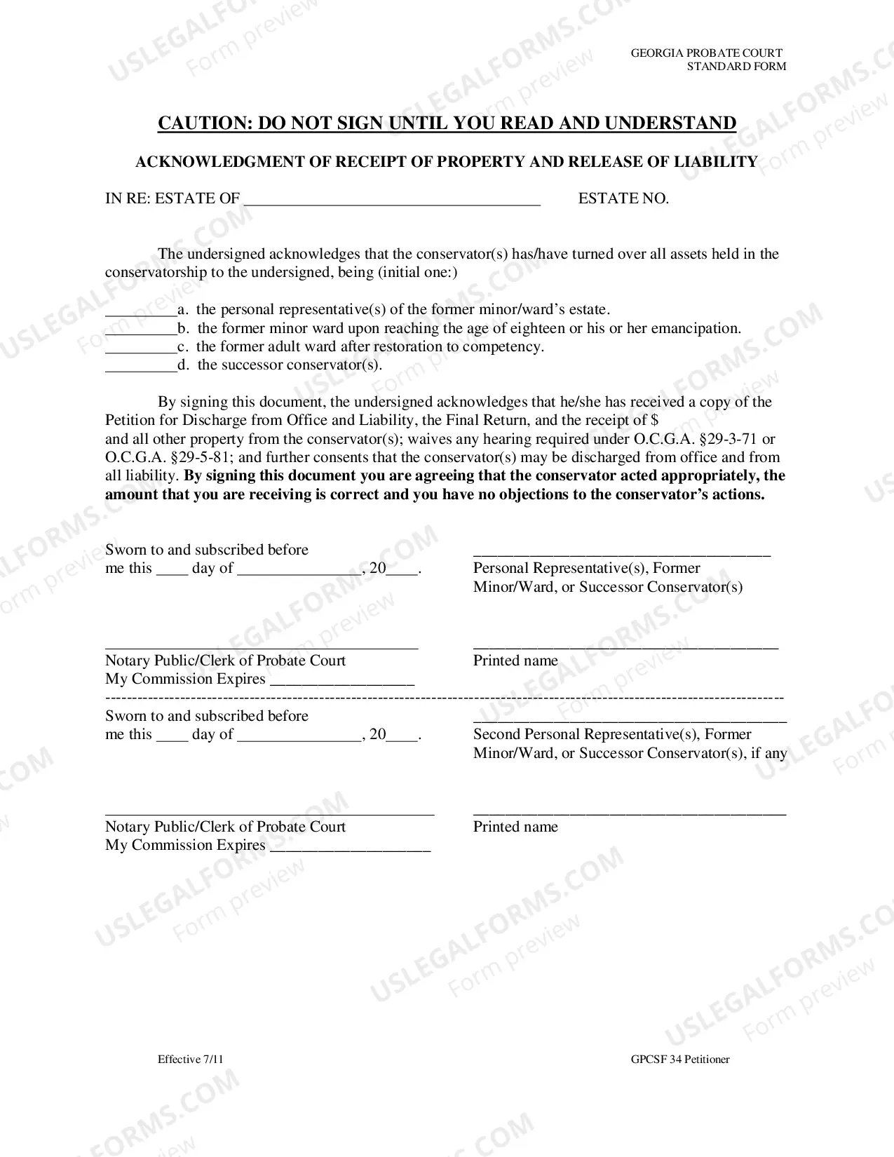 Preview Petition of Conservator for Final Settlement of Accounts and Discharge from Office and Liability