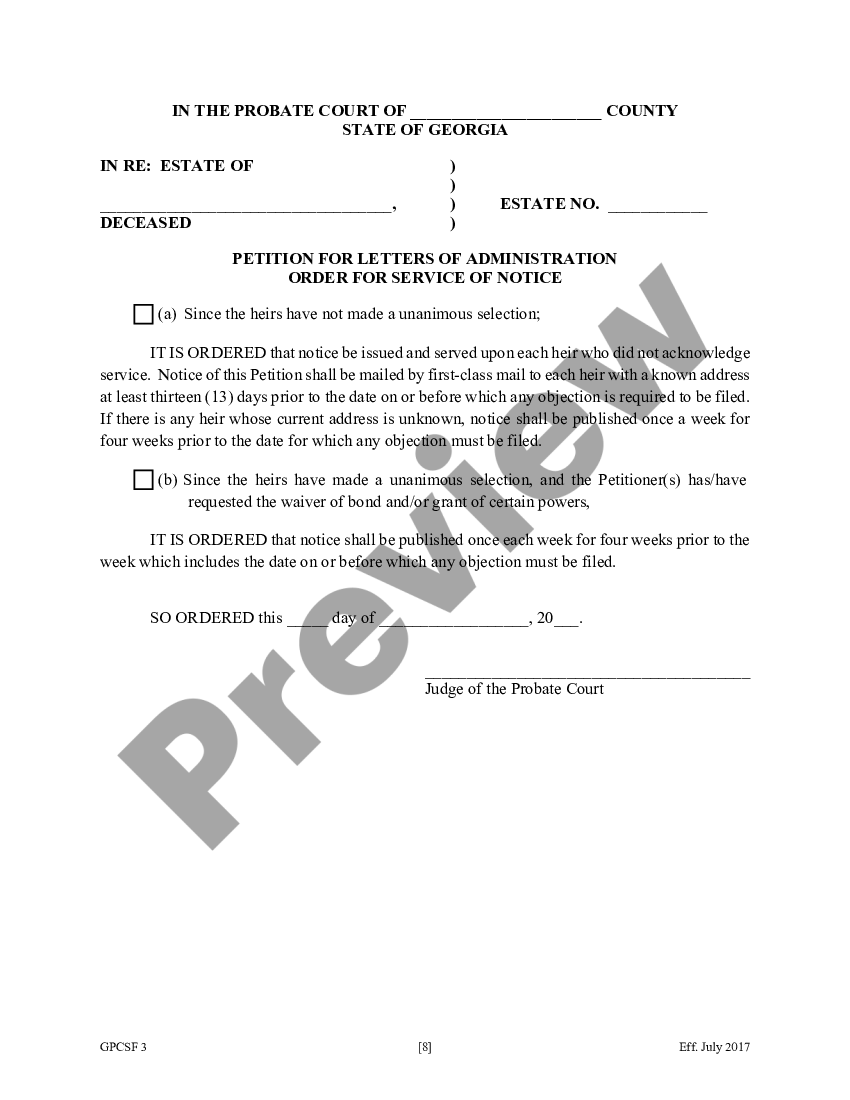 Court Forms for Petition for Letters of Administration