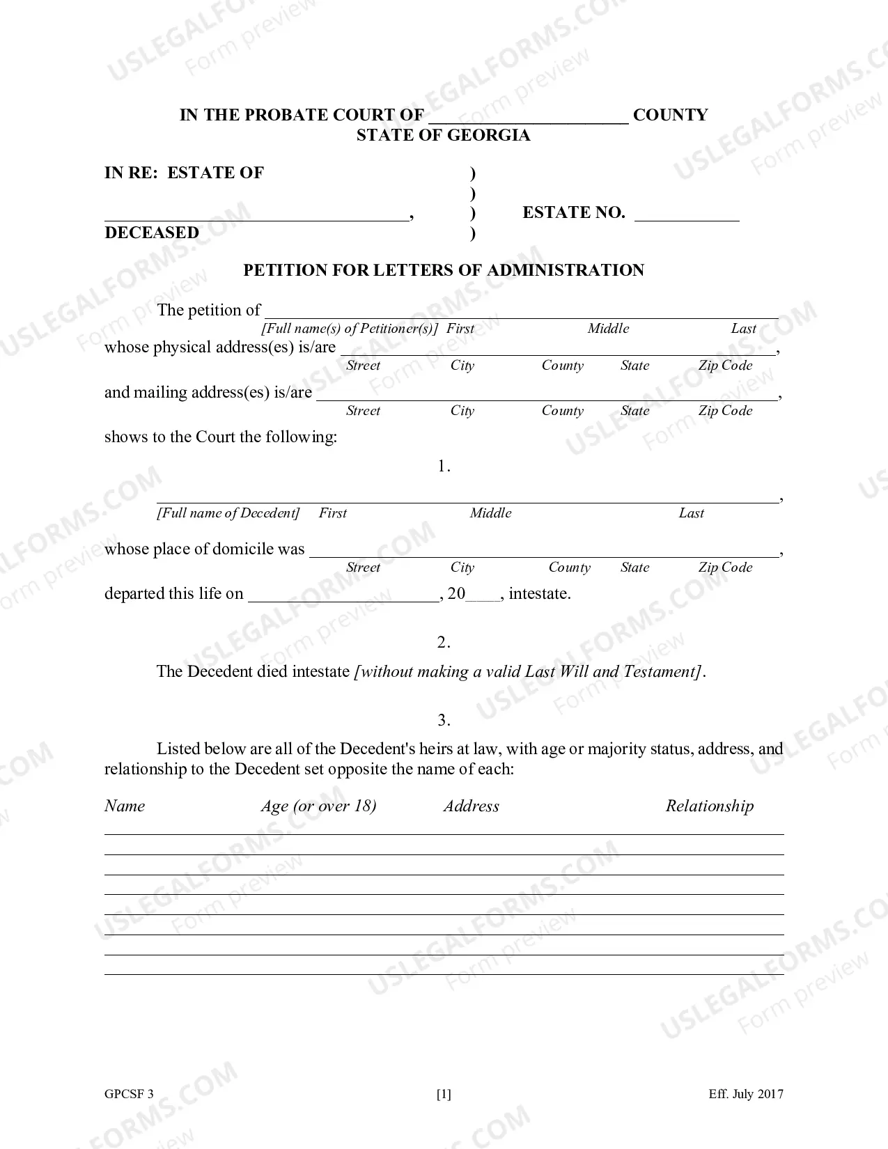 Preview Court Forms for Petition for Letters of Administration