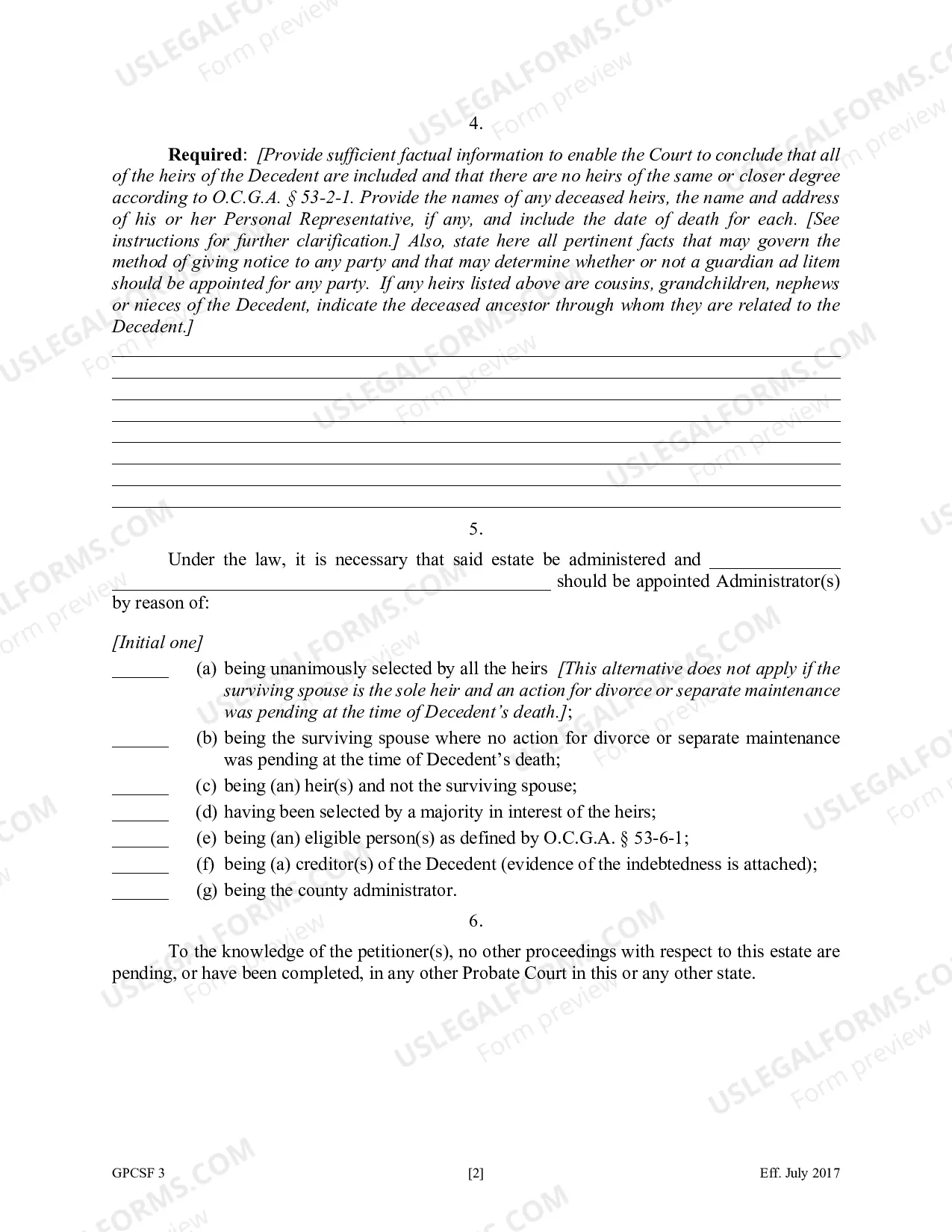 Preview Court Forms for Petition for Letters of Administration