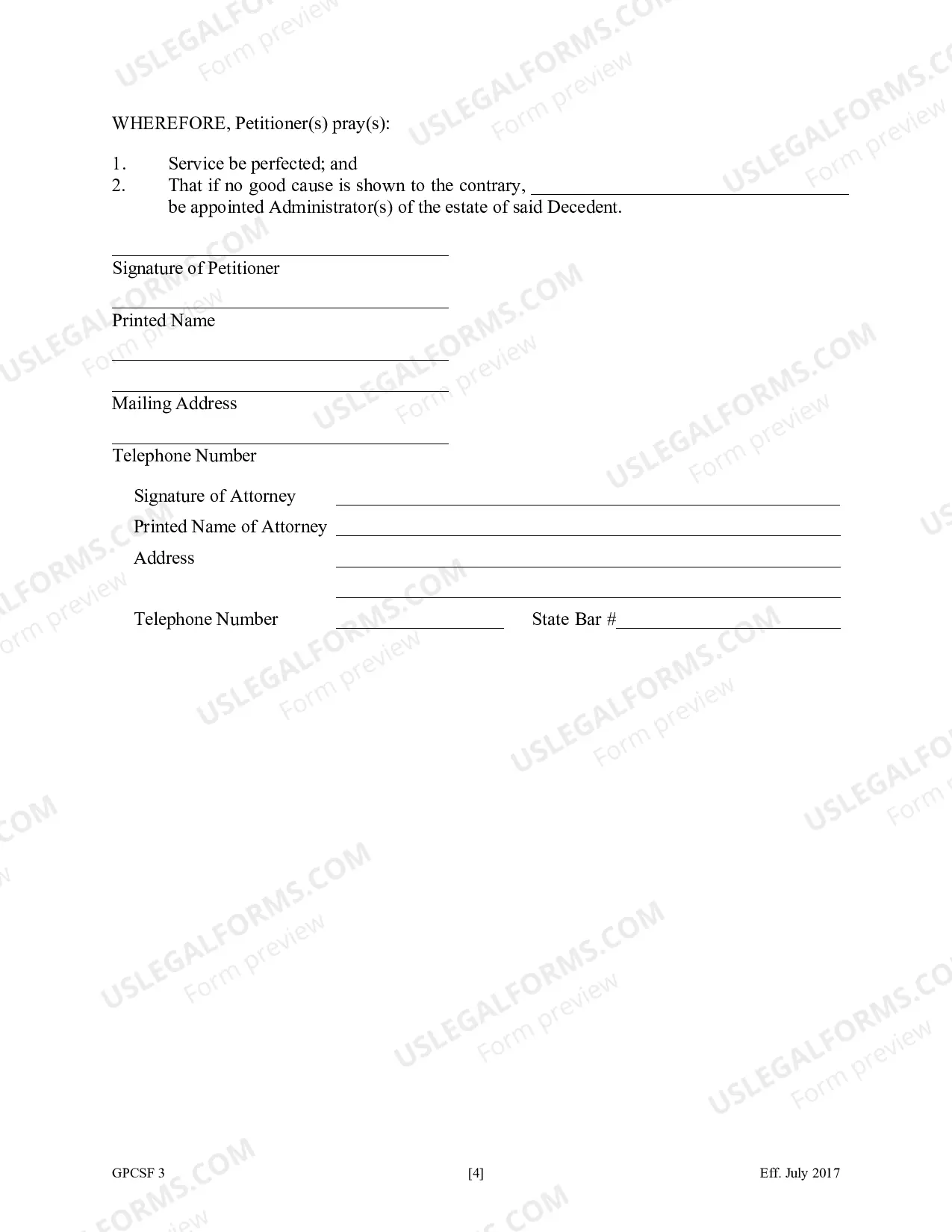 Preview Court Forms for Petition for Letters of Administration