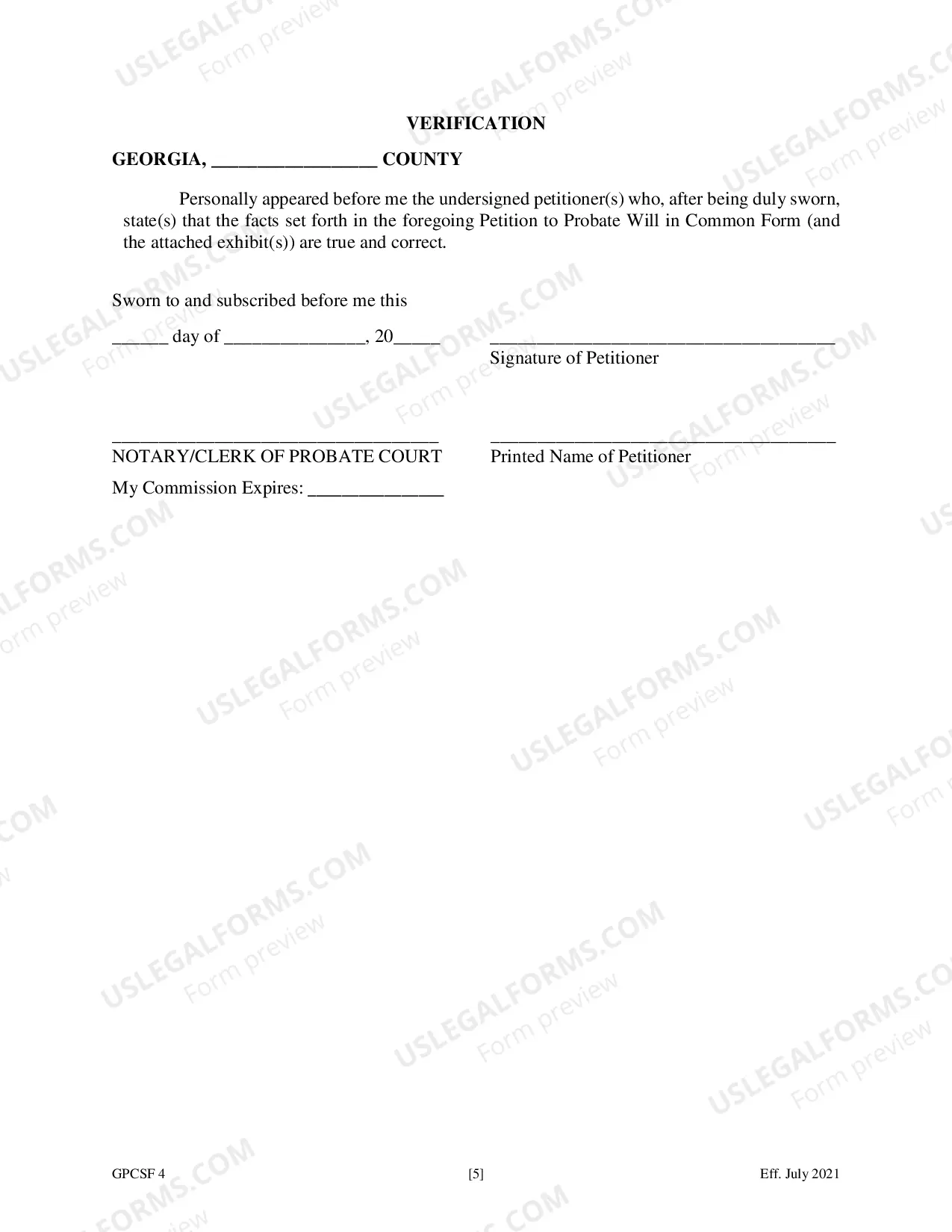 Preview Petition to Probate Will in Common Form