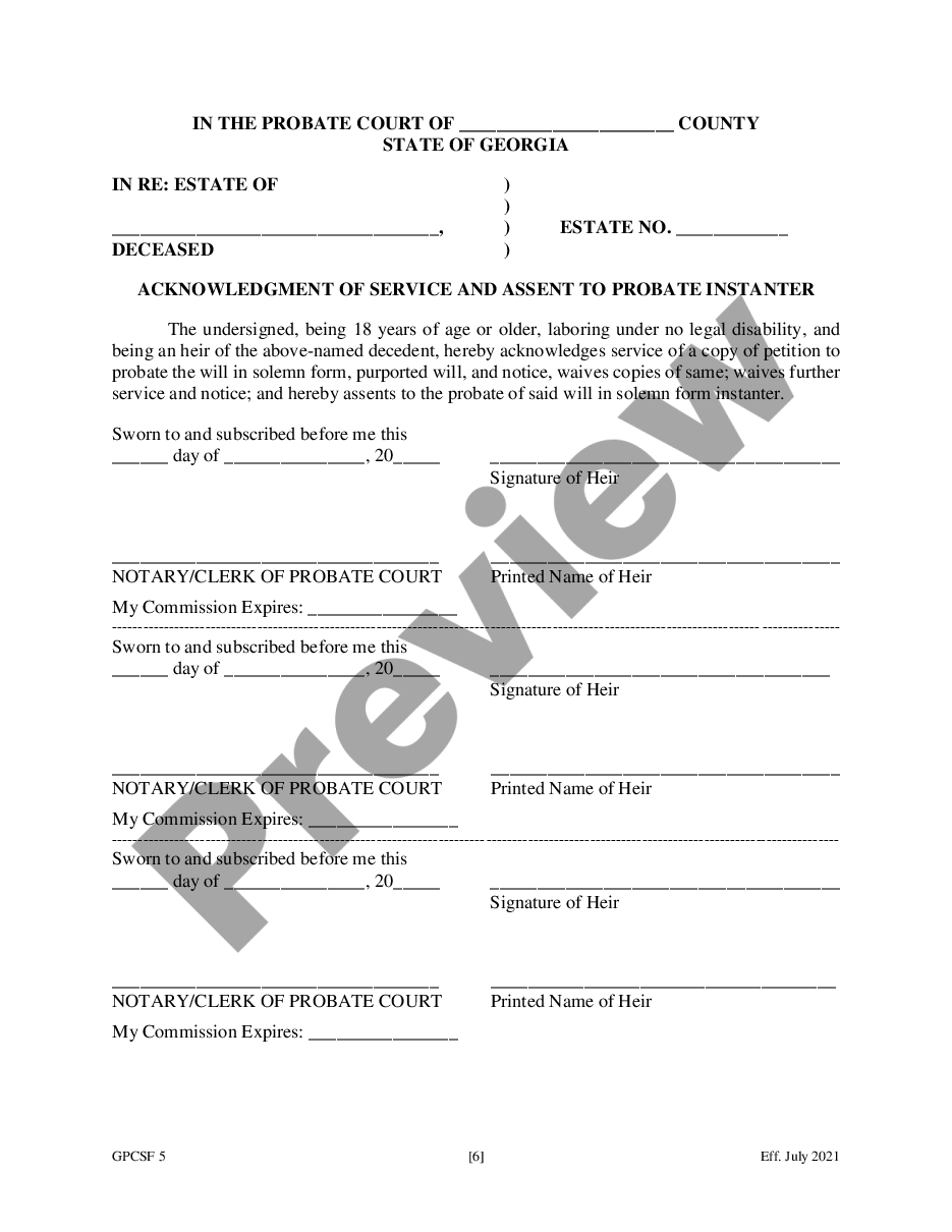 Savannah Georgia Petition To Probate Will In Solemn Form US Legal Forms
