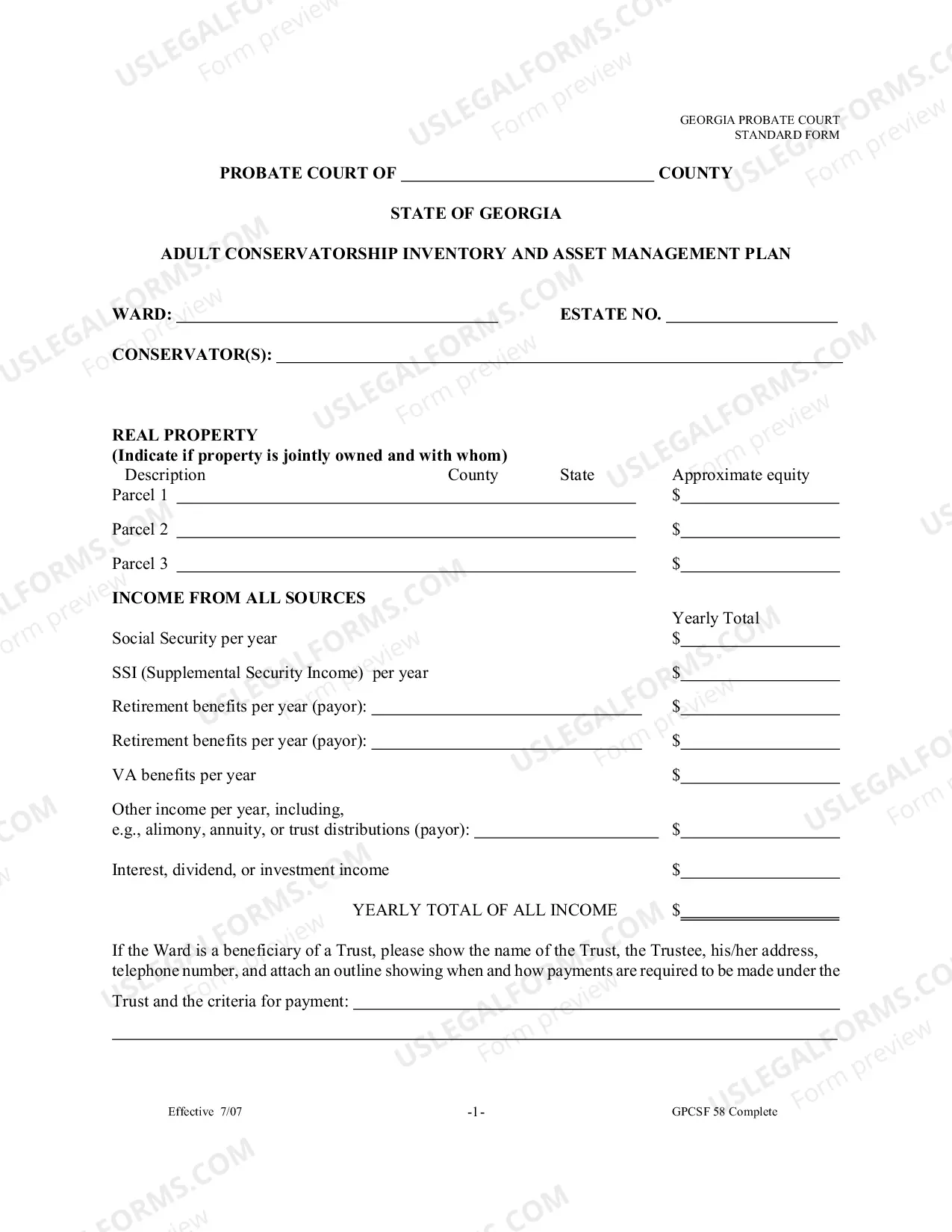 Preview Adult Conservatorship Inventory and Asset Management Plan