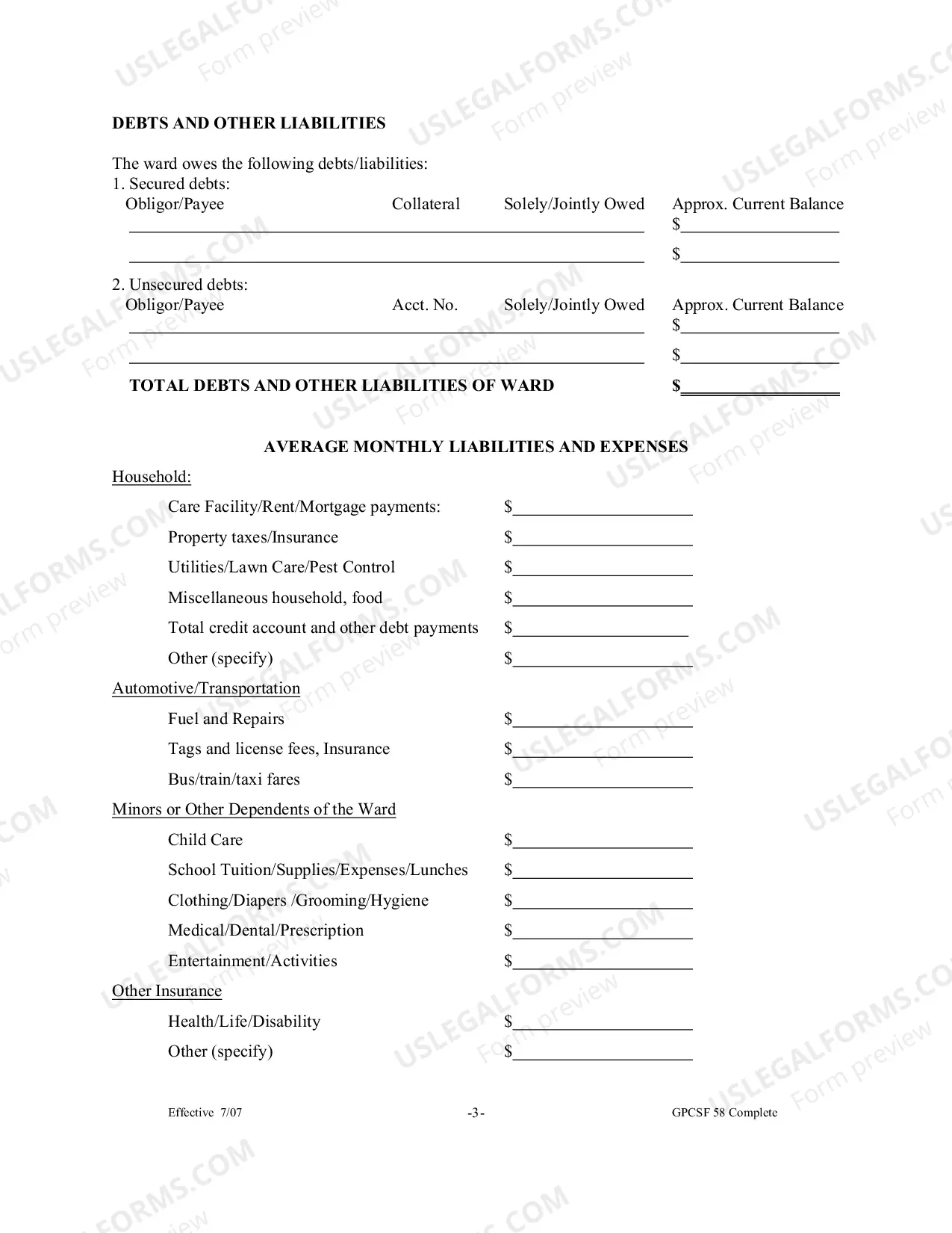 Preview Adult Conservatorship Inventory and Asset Management Plan