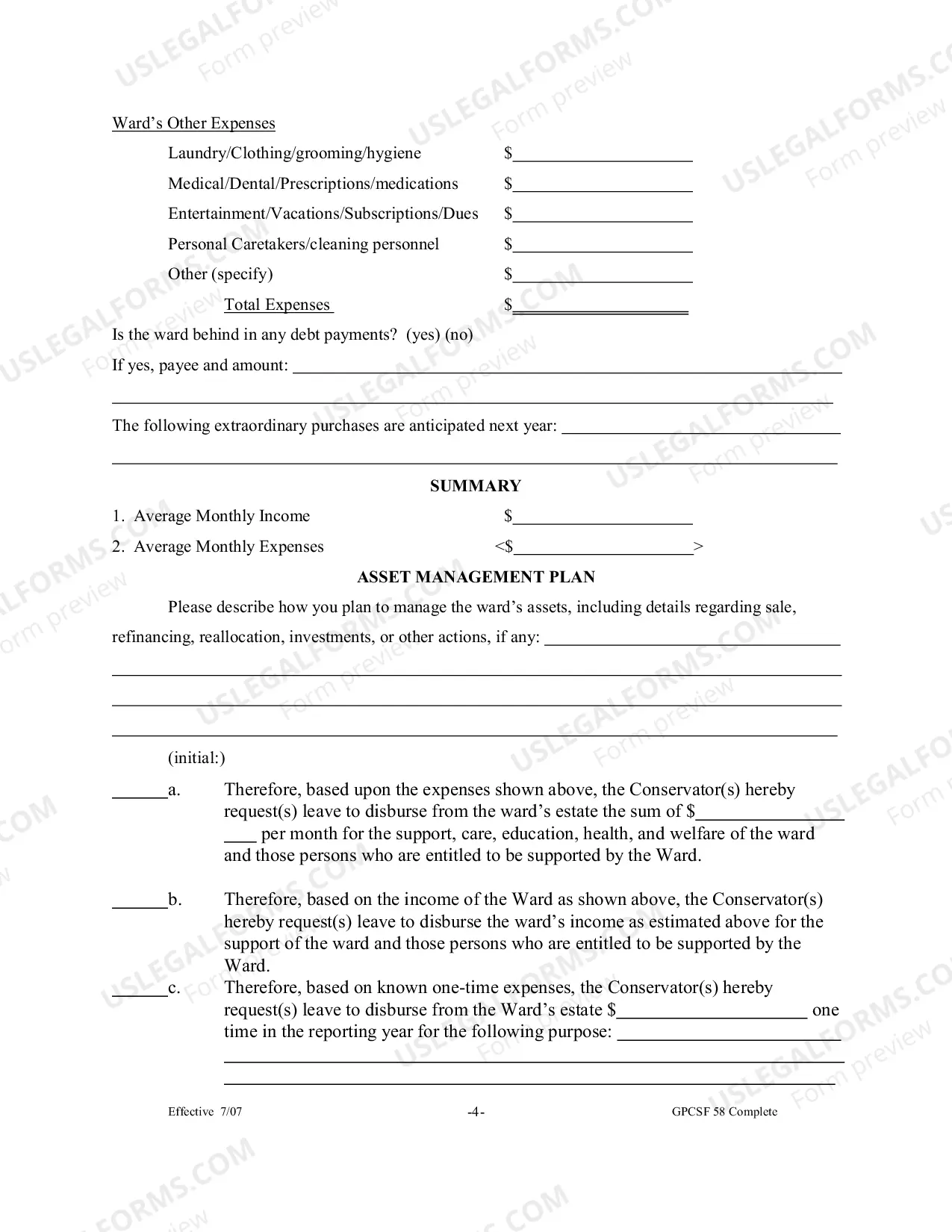 Preview Adult Conservatorship Inventory and Asset Management Plan