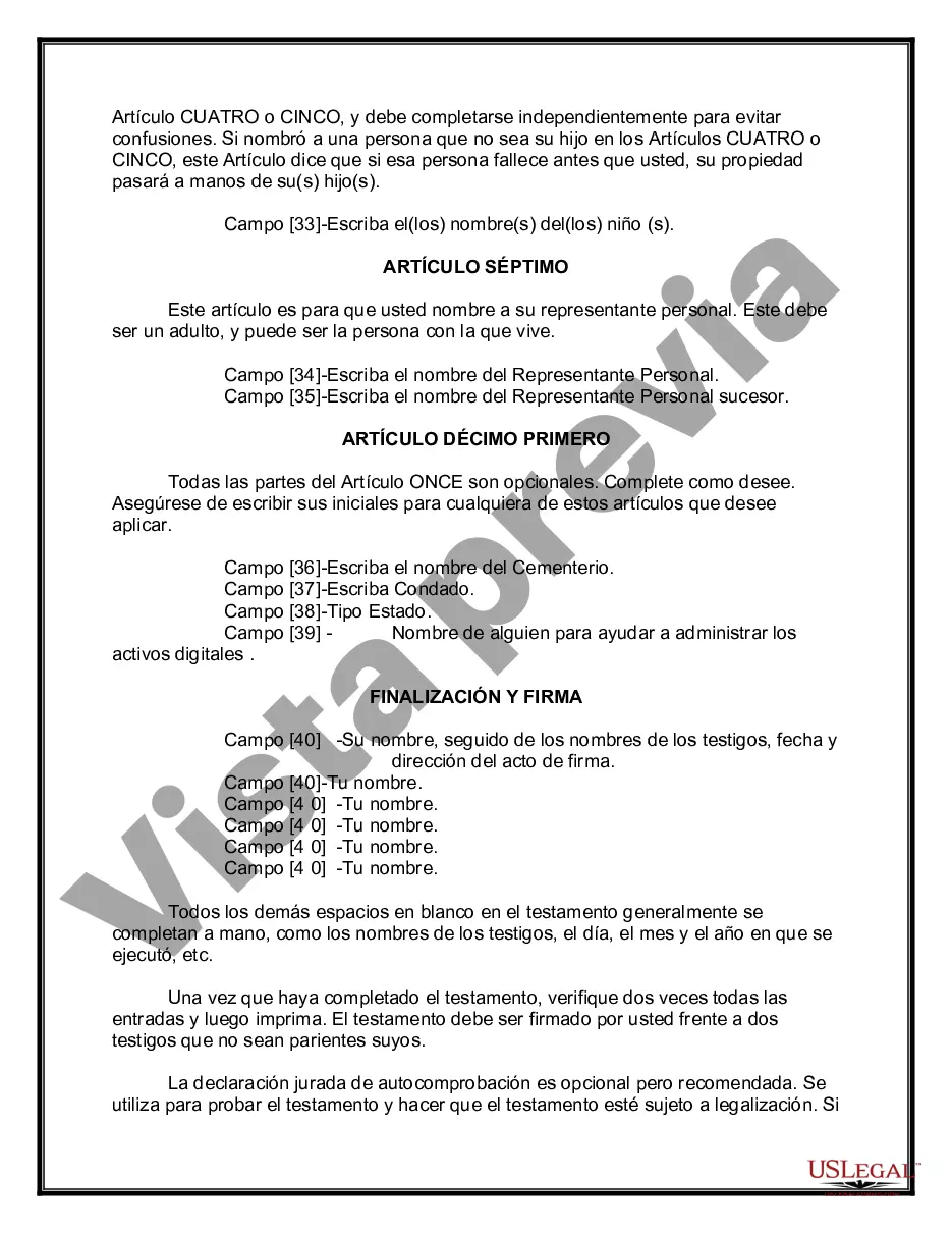 Preview Paquete de Testamentos Mutuos de Últimas Voluntades y Testamentos para Personas Solteras que conviven con Hijos Mayores de Edad