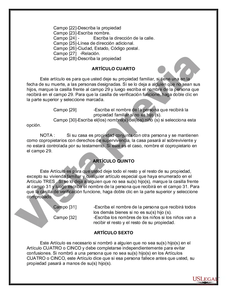 Preview Testamentos Mutuos o Últimas Voluntades y Testamentos para Personas Solteras que conviven con Hijos Menores