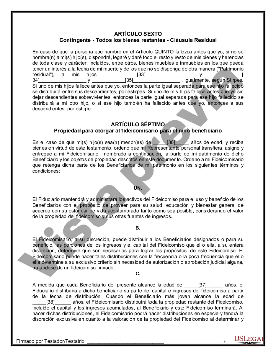 Preview Testamentos Mutuos o Últimas Voluntades y Testamentos para Personas Solteras que conviven con Hijos Menores