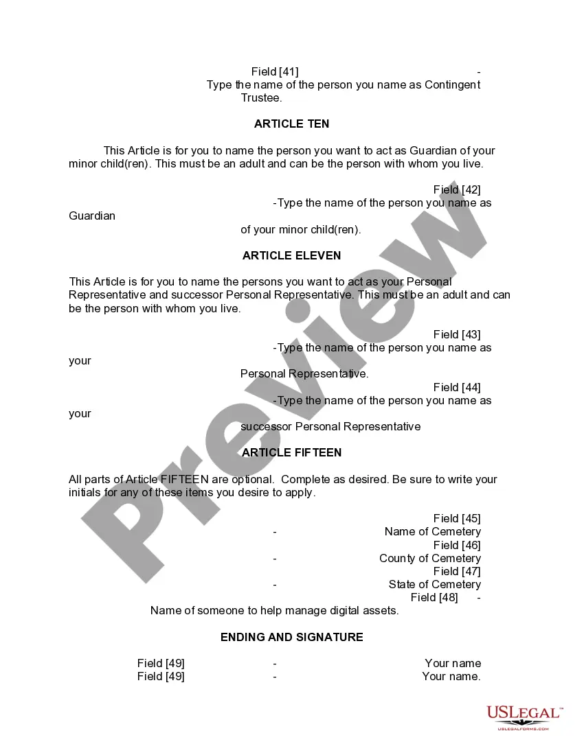 Preview Mutual Wills or Last Will and Testaments for Man and Woman living together, not Married with Minor Children