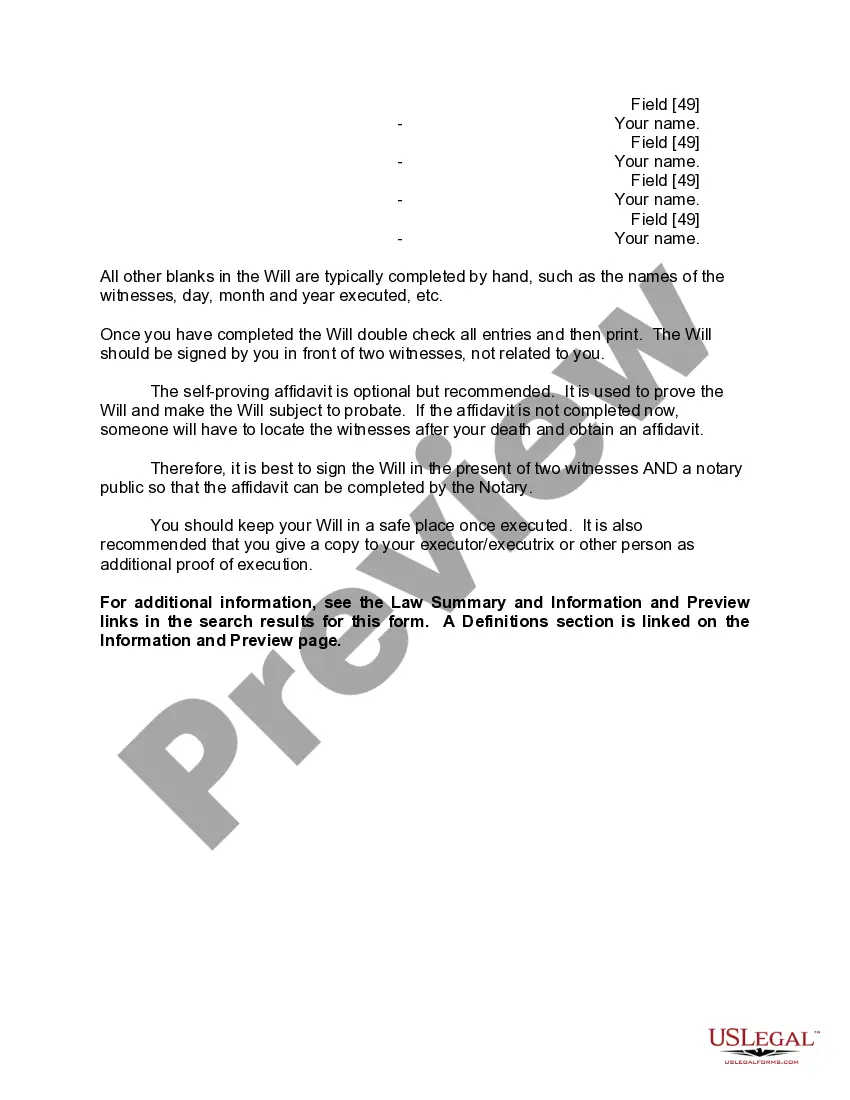 Preview Mutual Wills or Last Will and Testaments for Man and Woman living together, not Married with Minor Children