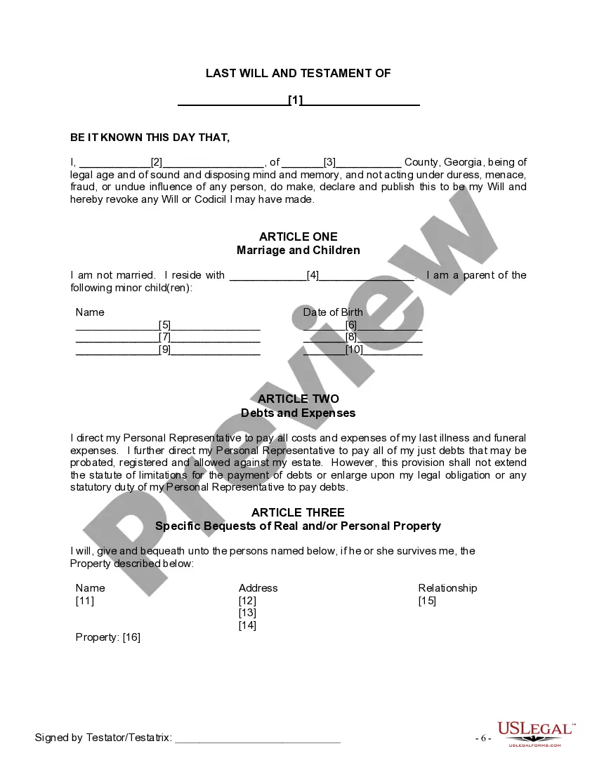 Preview Mutual Wills or Last Will and Testaments for Man and Woman living together, not Married with Minor Children