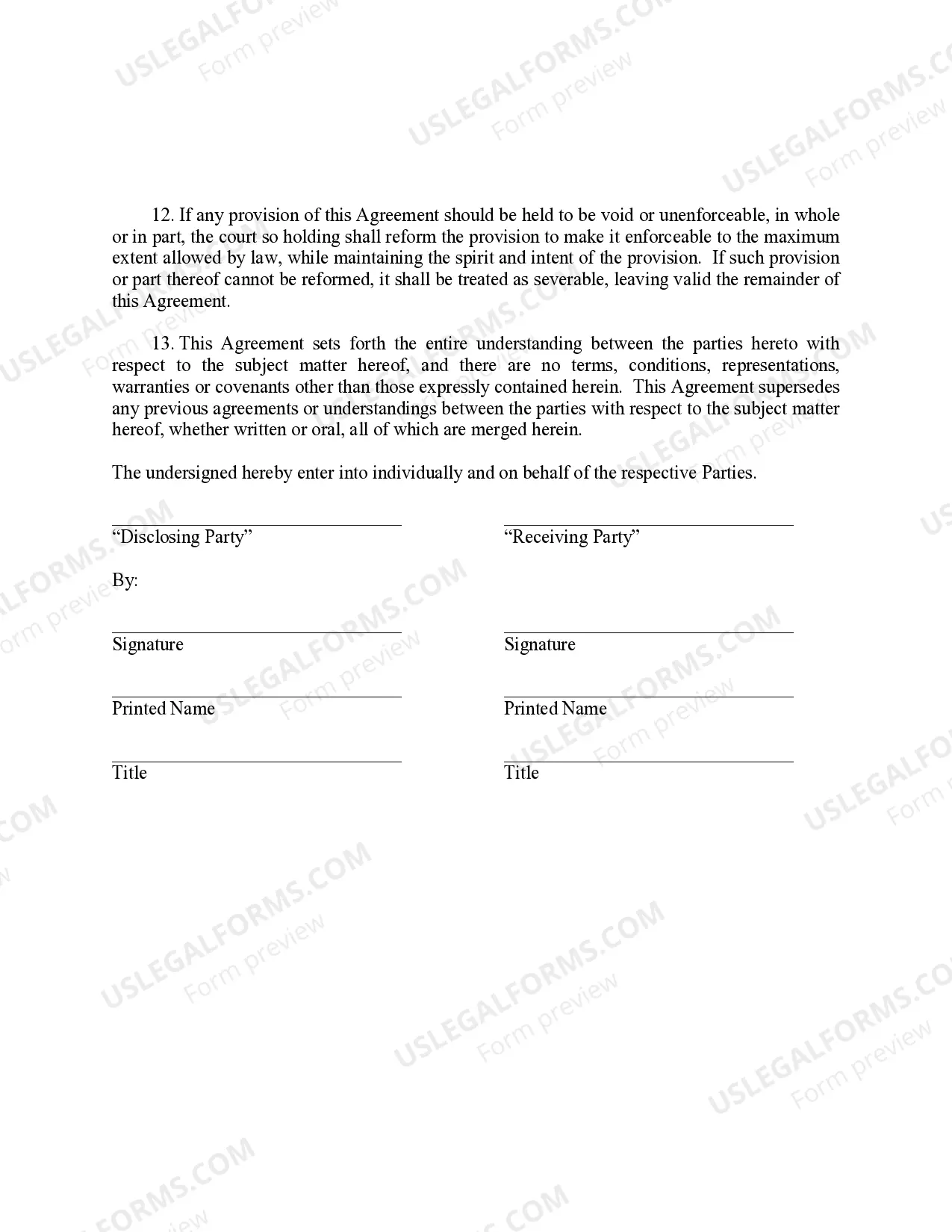 Preview Confidentiality and Non-Disclosure Agreement for a Manufacturing Entity