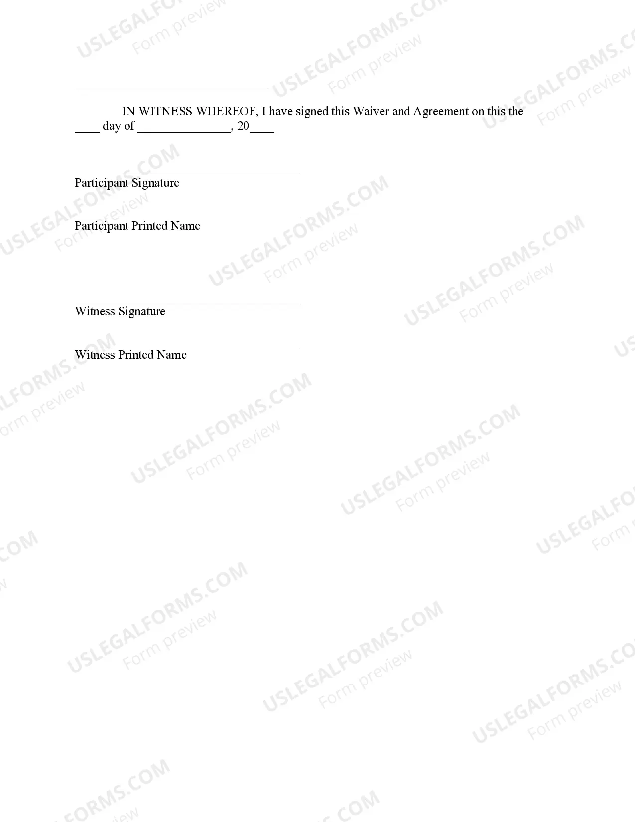 Preview Waiver of Liability and Hold Harmless Agreement of Activity and Grounds of Activity