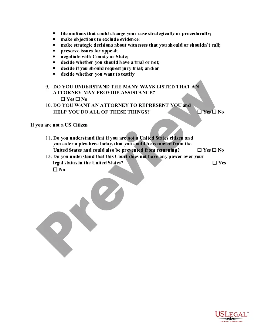 Preview Defendant's Guilty/NOLO Contendere Plea Statement and Waiver of Rights