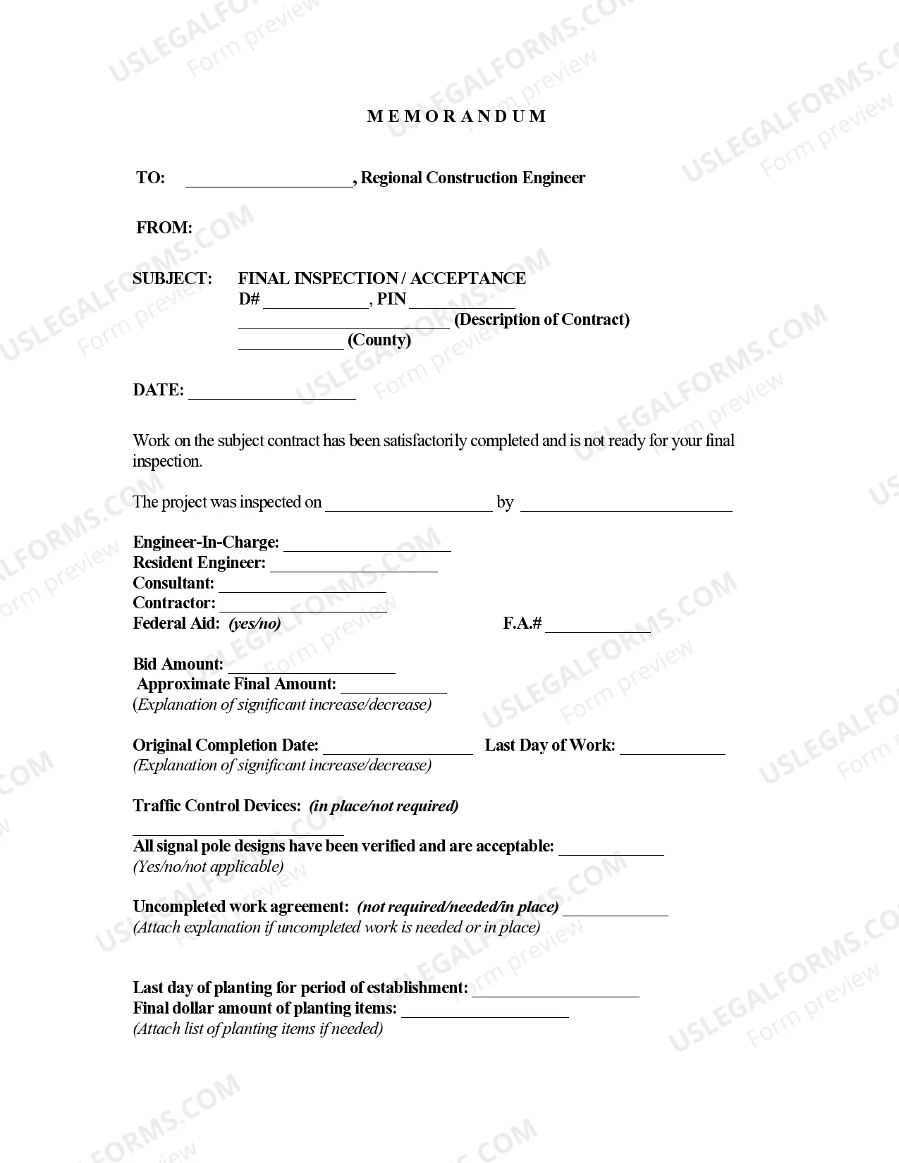 Preview Letter to Contractor from municipal engineers