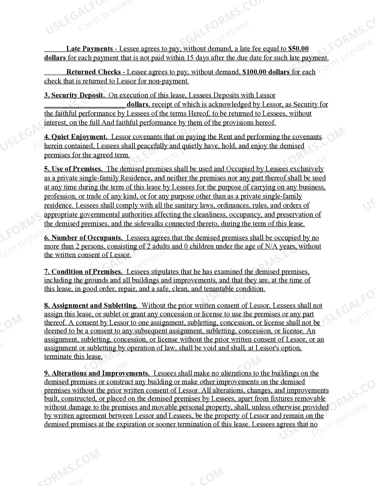 Preview Residential Lease