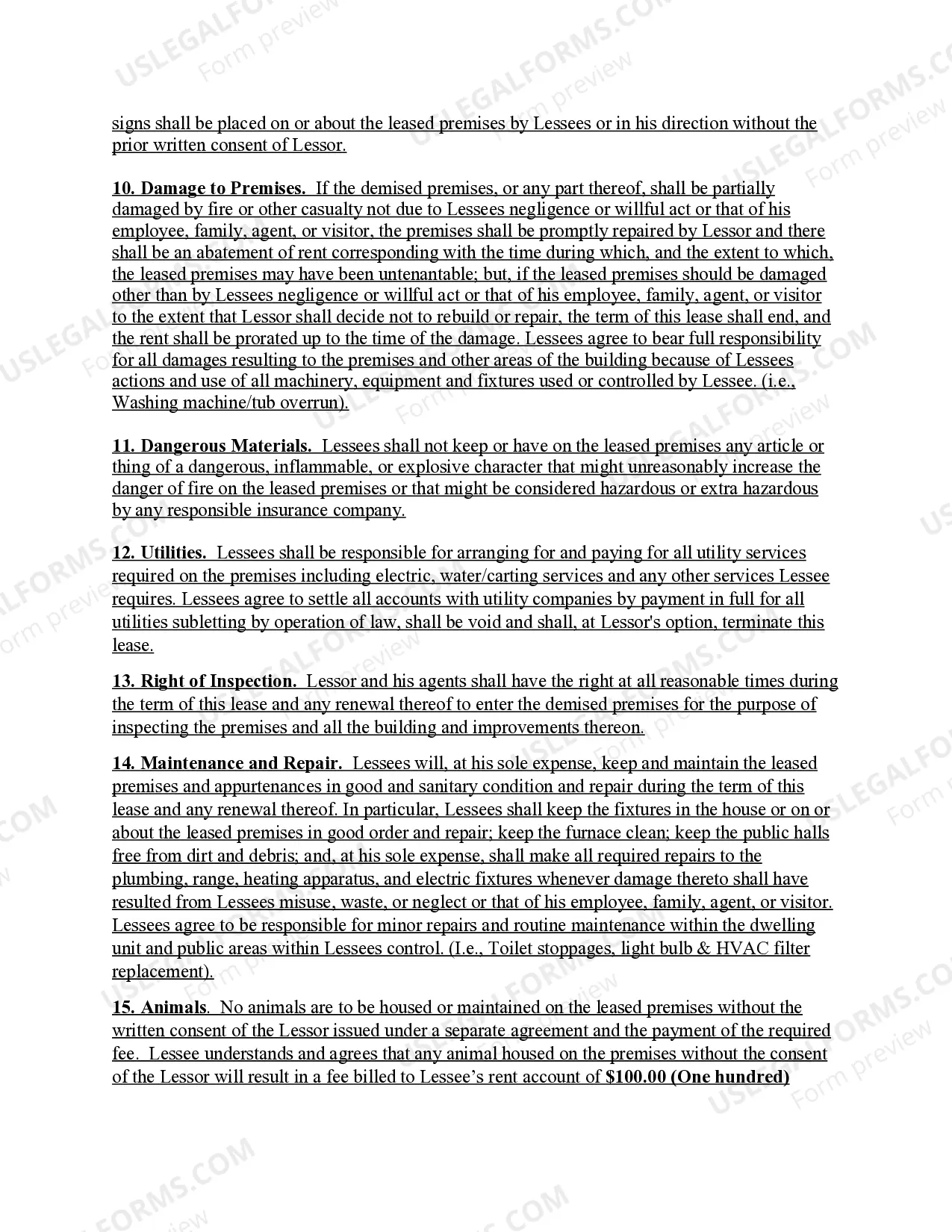 Preview Residential Lease