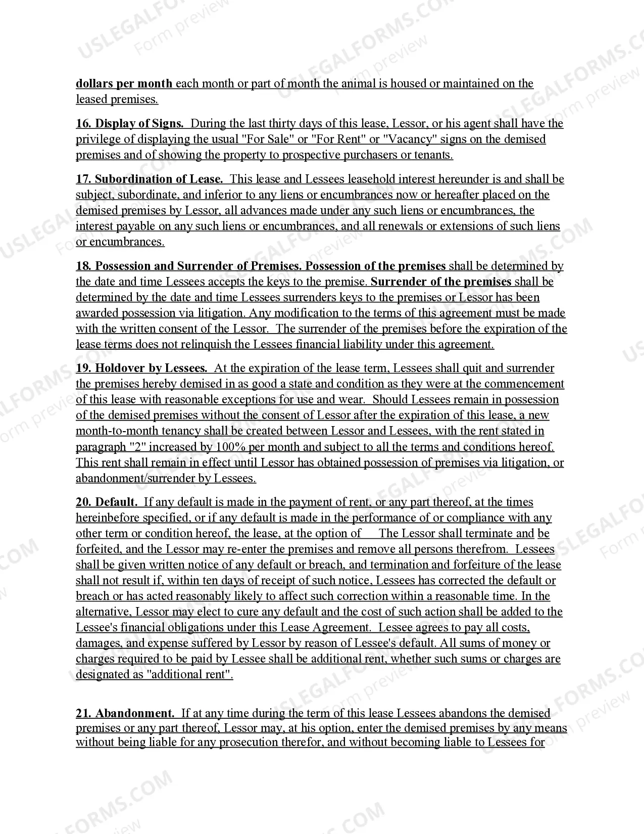 Preview Residential Lease