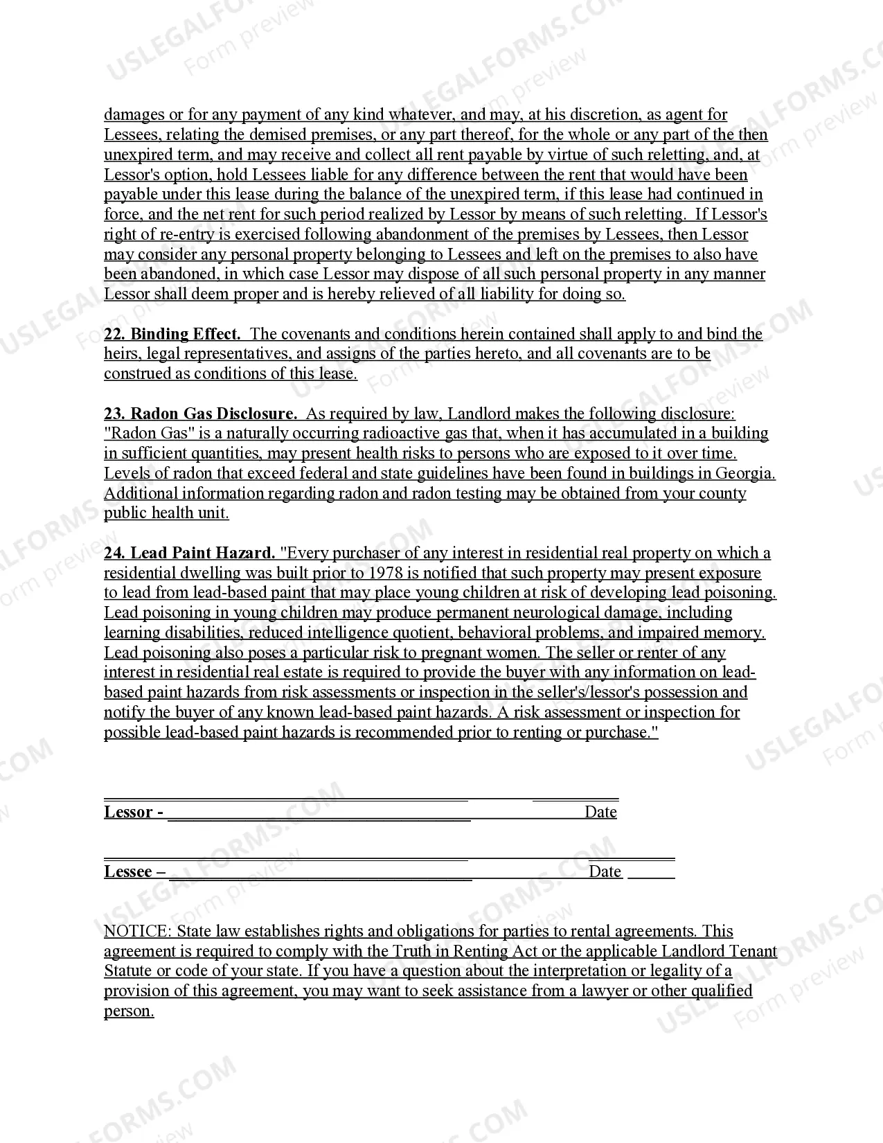 Preview Residential Lease