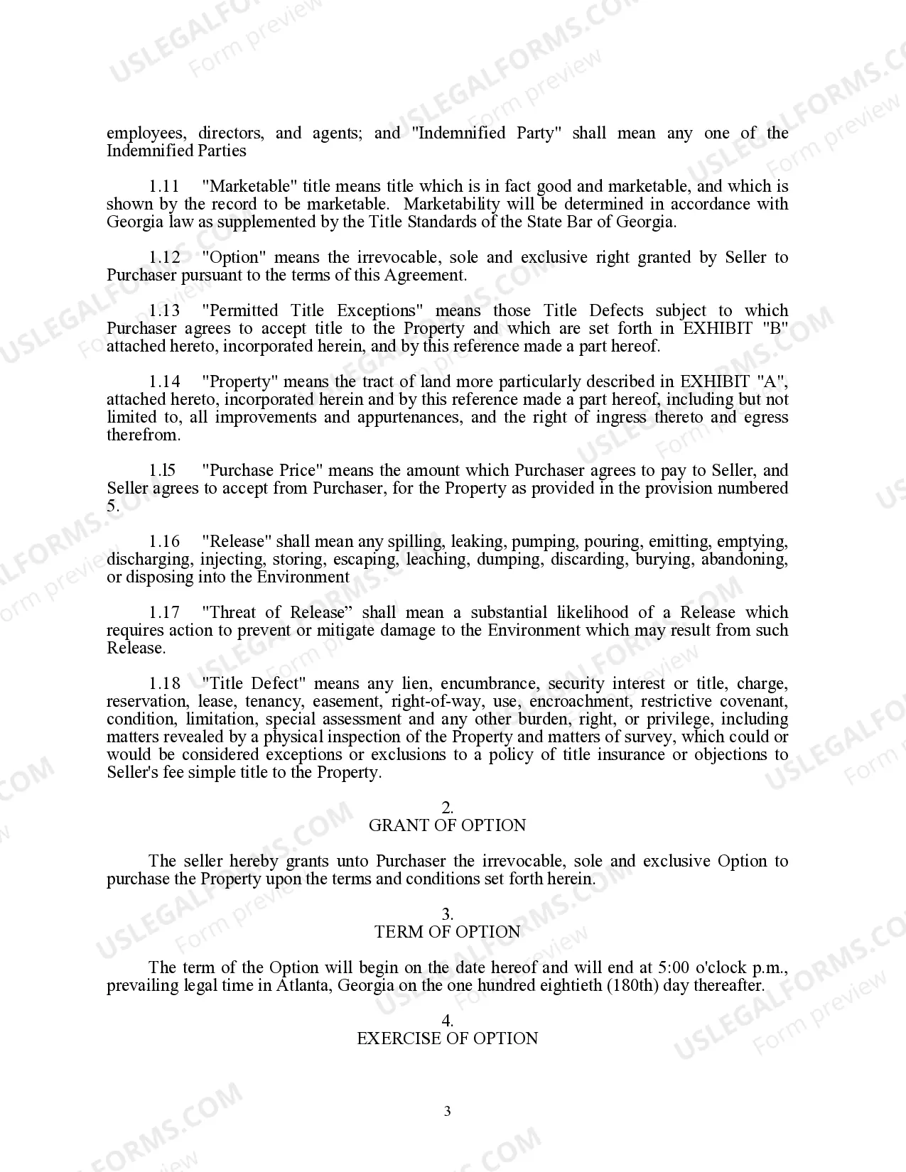 Preview Option for the Purchase of Improved Real Property