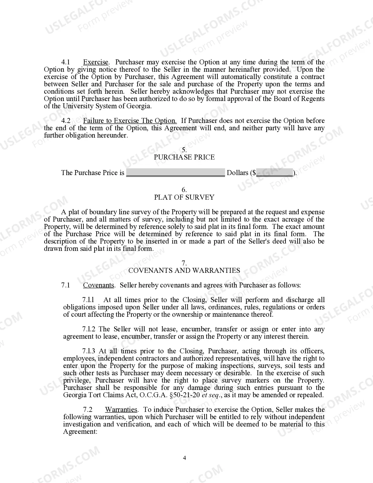 Preview Option for the Purchase of Improved Real Property