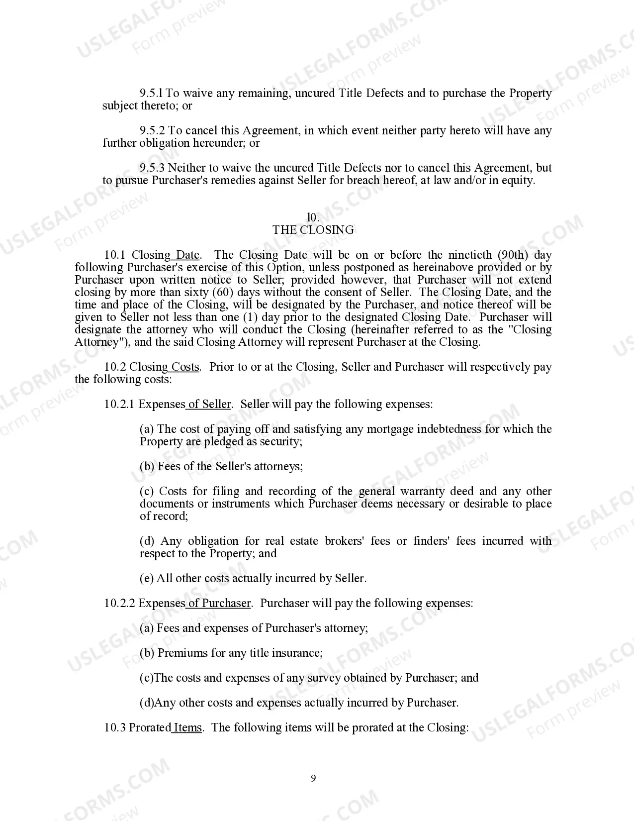 Preview Option for the Purchase of Improved Real Property