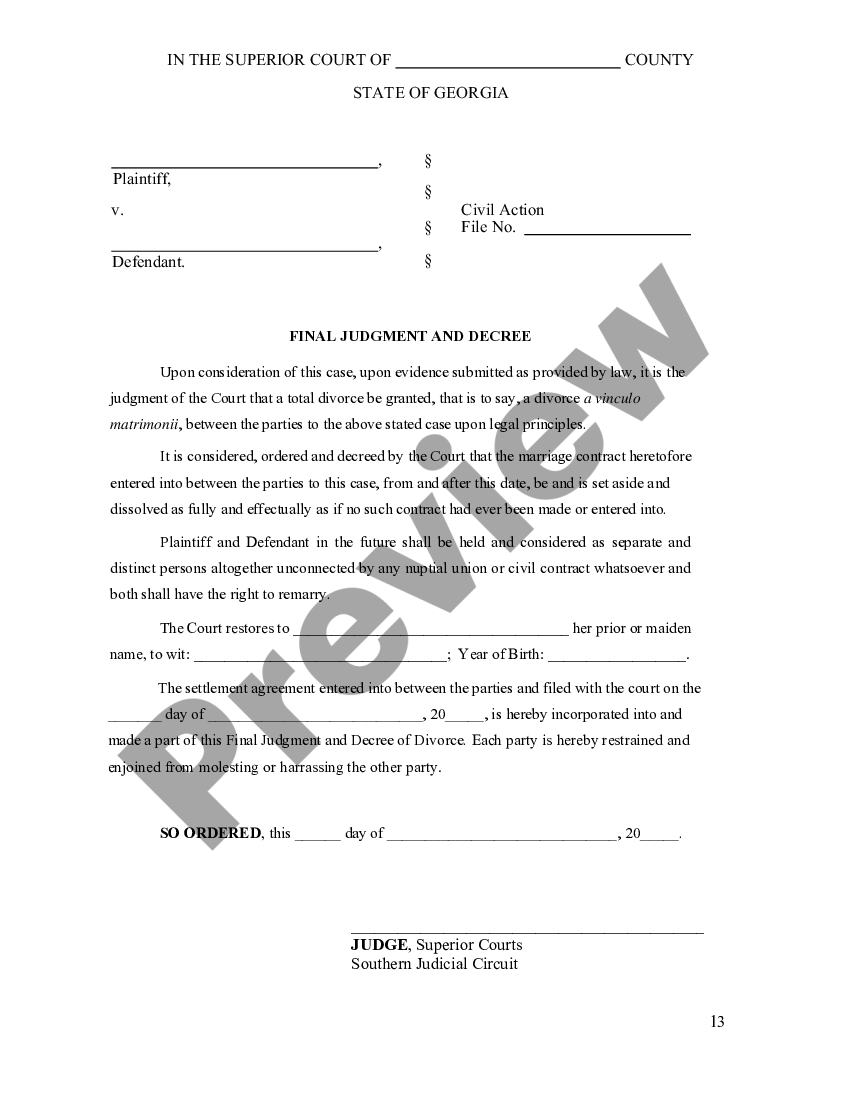 Final Judgment and Decree with Adult Children US Legal Forms