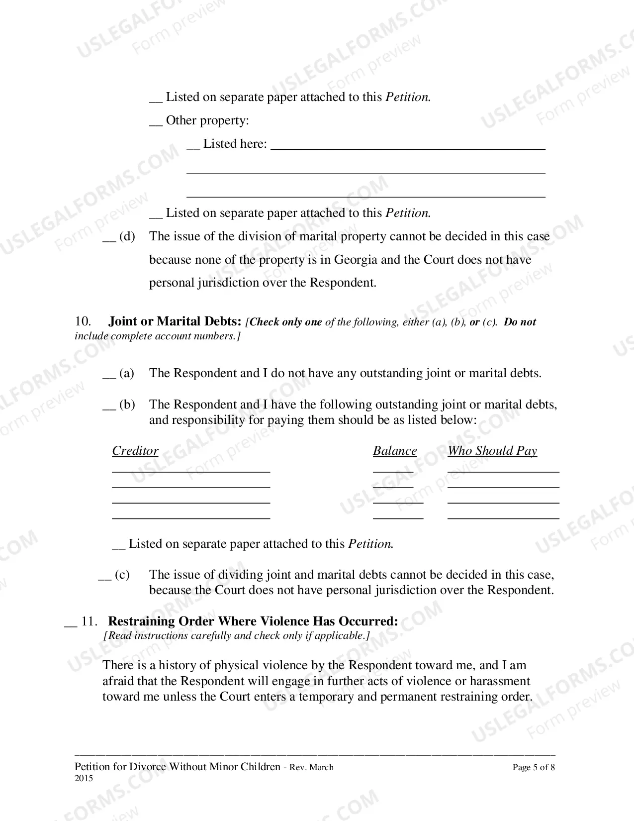 Preview Petition for Divorce for People with No Children