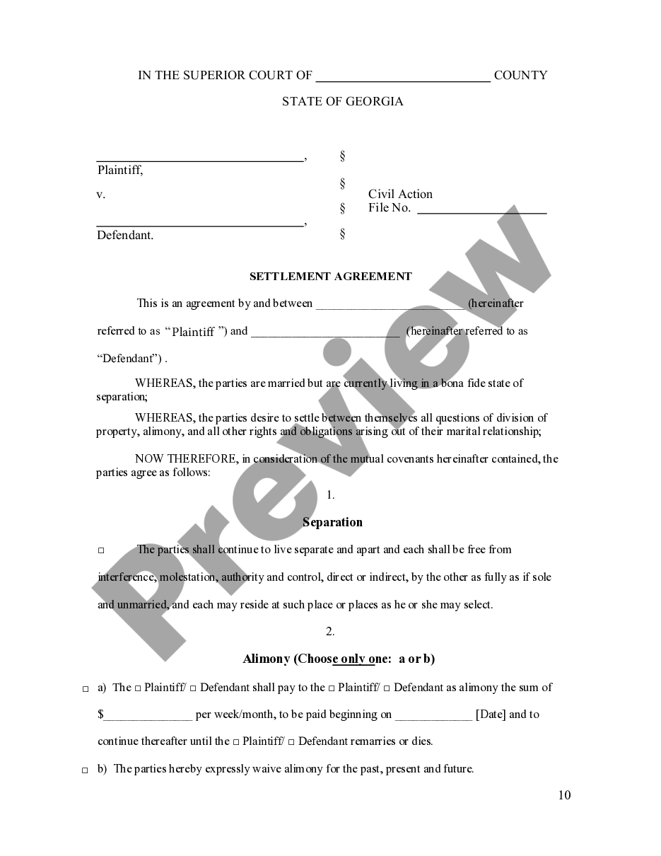 page 0 Marital Legal Separation and Property Settlement Agreement Adult Children preview