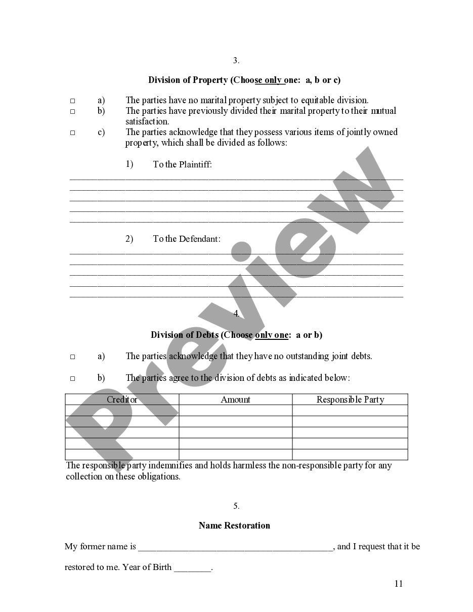 page 1 Marital Legal Separation and Property Settlement Agreement Adult Children preview