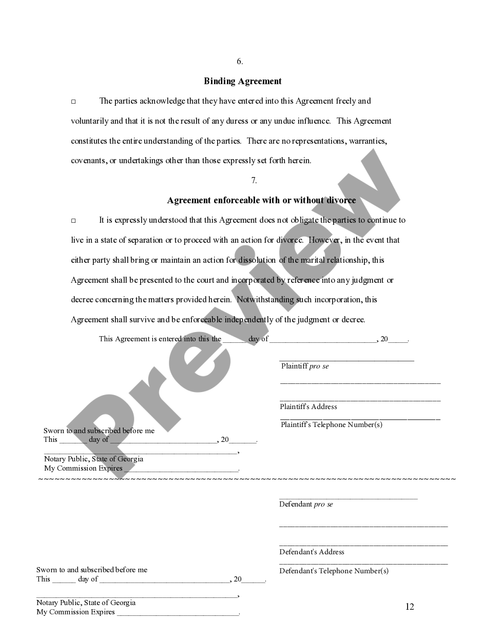 page 2 Marital Legal Separation and Property Settlement Agreement Adult Children preview