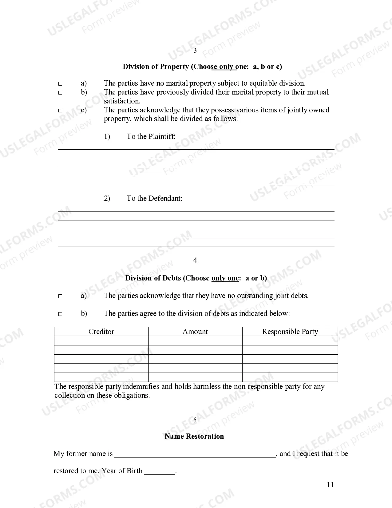 Preview Marital Legal Separation and Property Settlement Agreement Adult Children