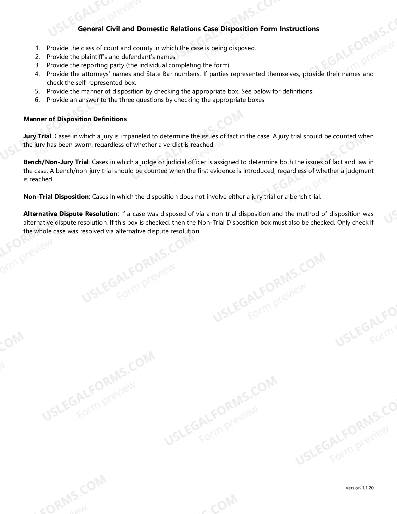 Preview Domestic Relations Filing Information Form