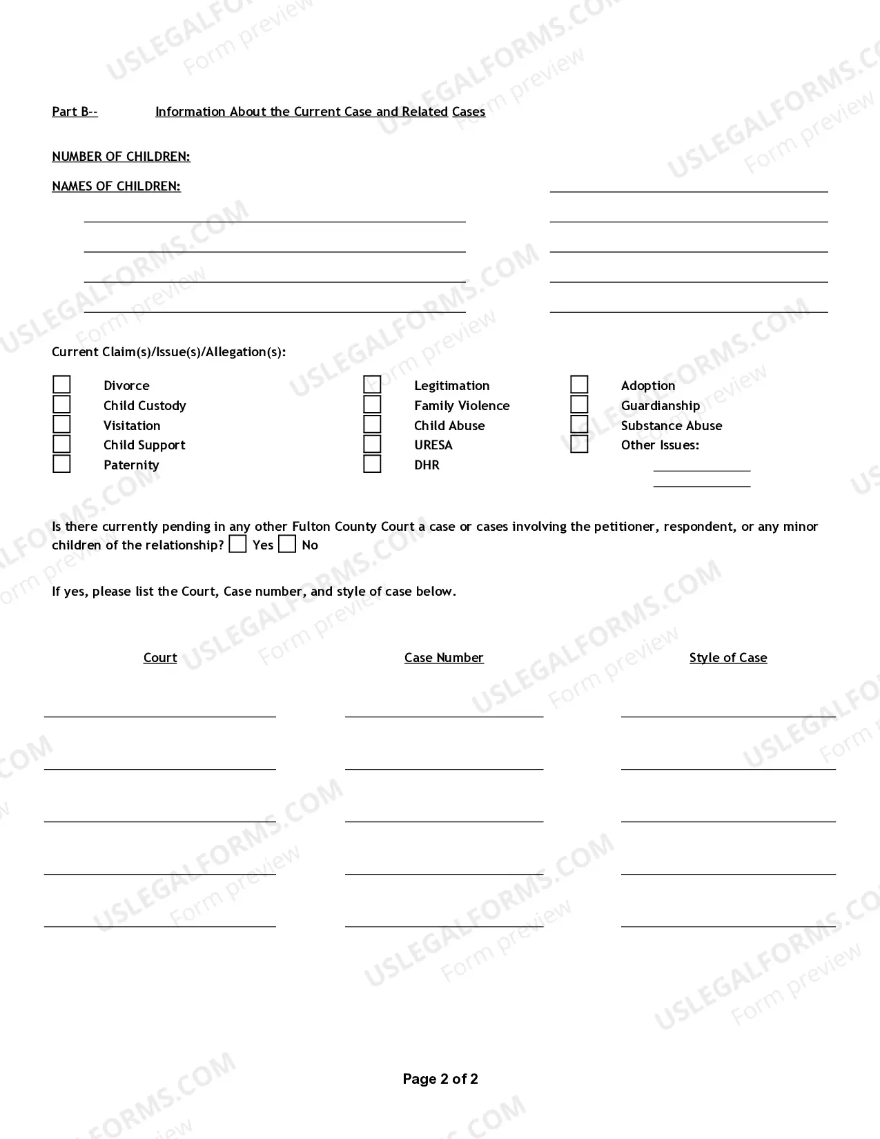Preview Domestic Intake Sheet