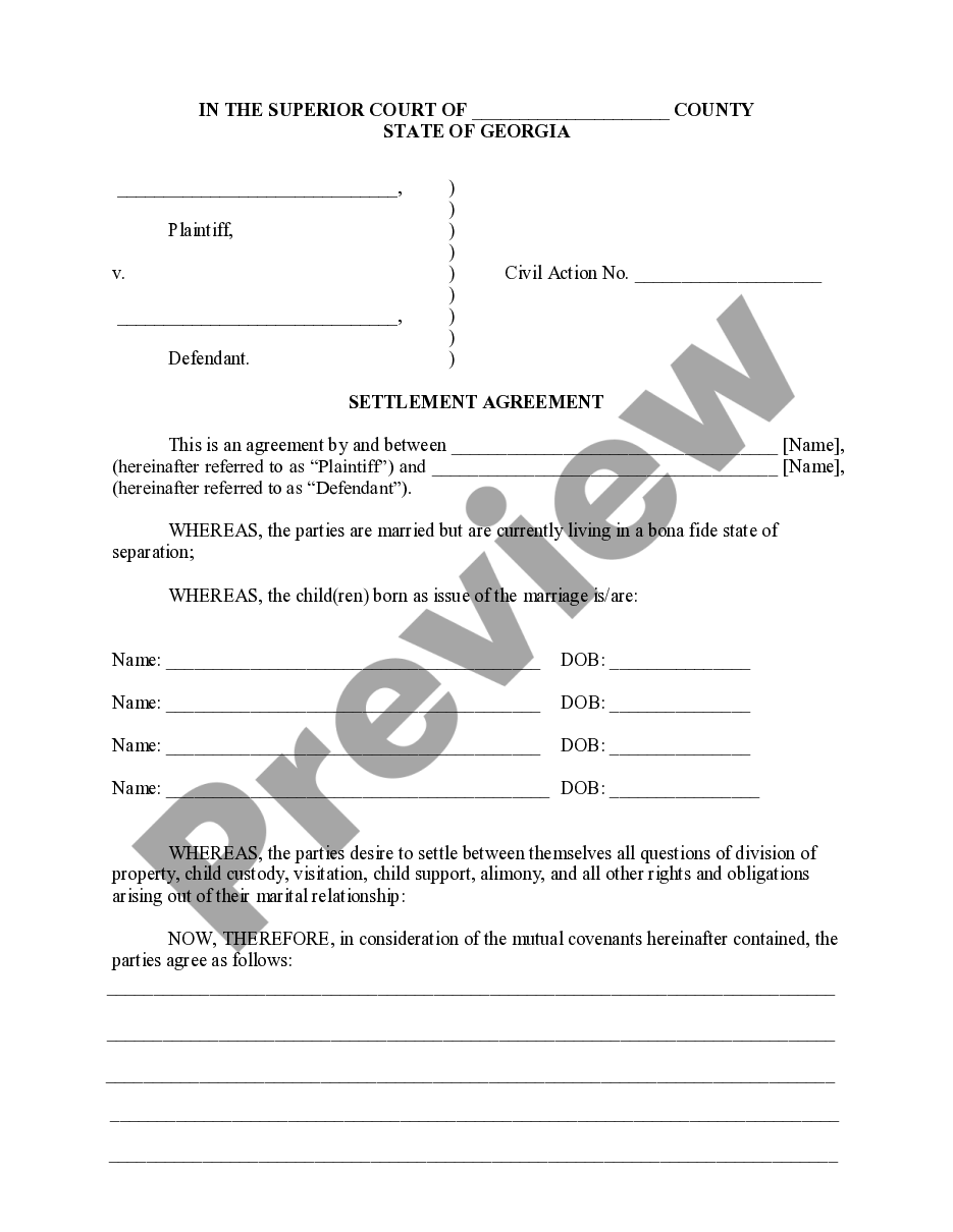 page 0 Legal Separation and Property Settlement Agreement preview