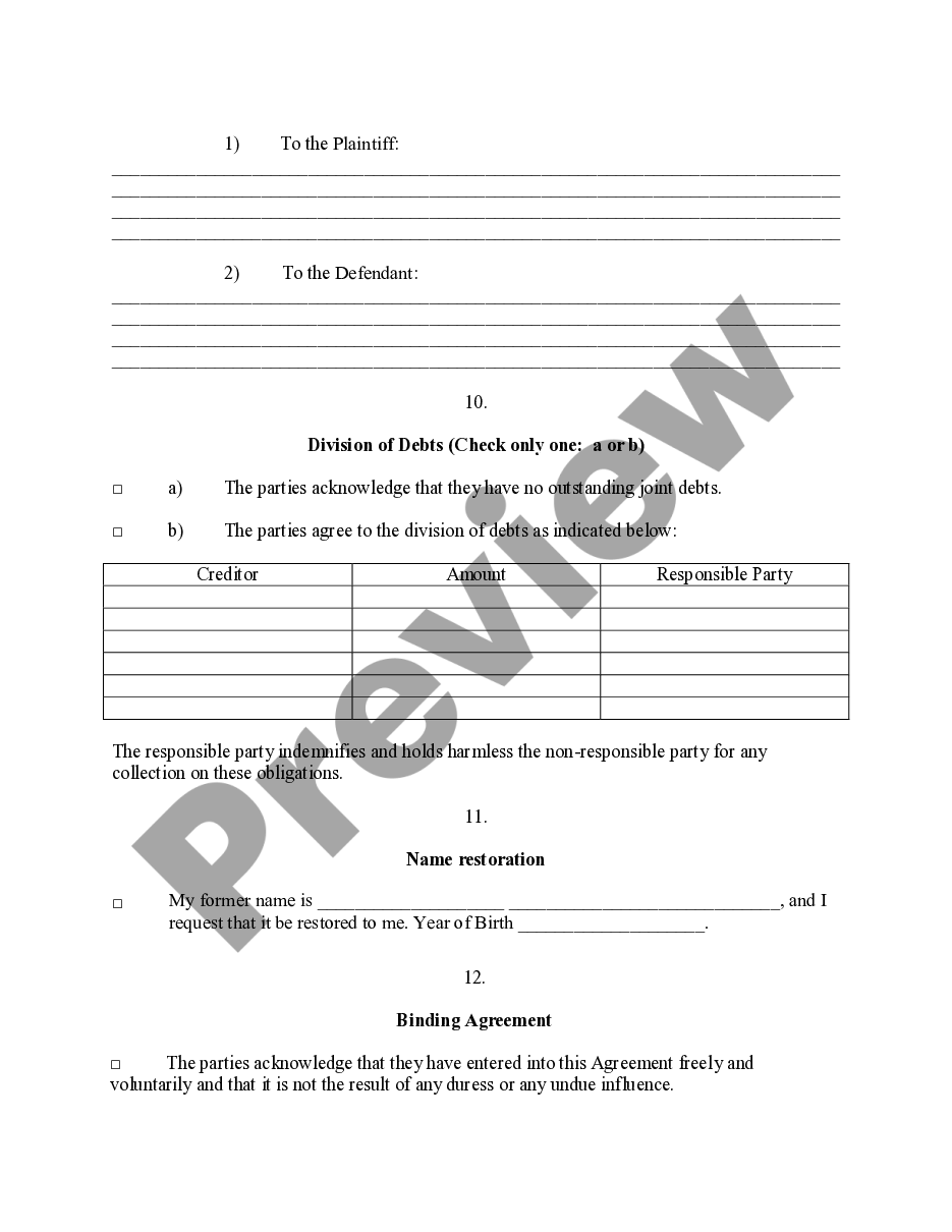 page 4 Legal Separation and Property Settlement Agreement preview