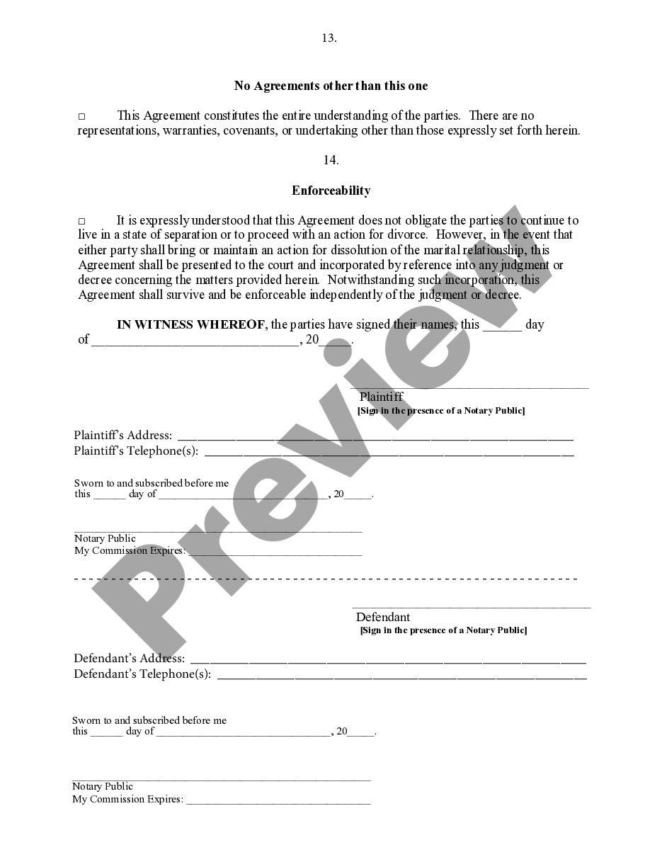 page 5 Legal Separation and Property Settlement Agreement preview