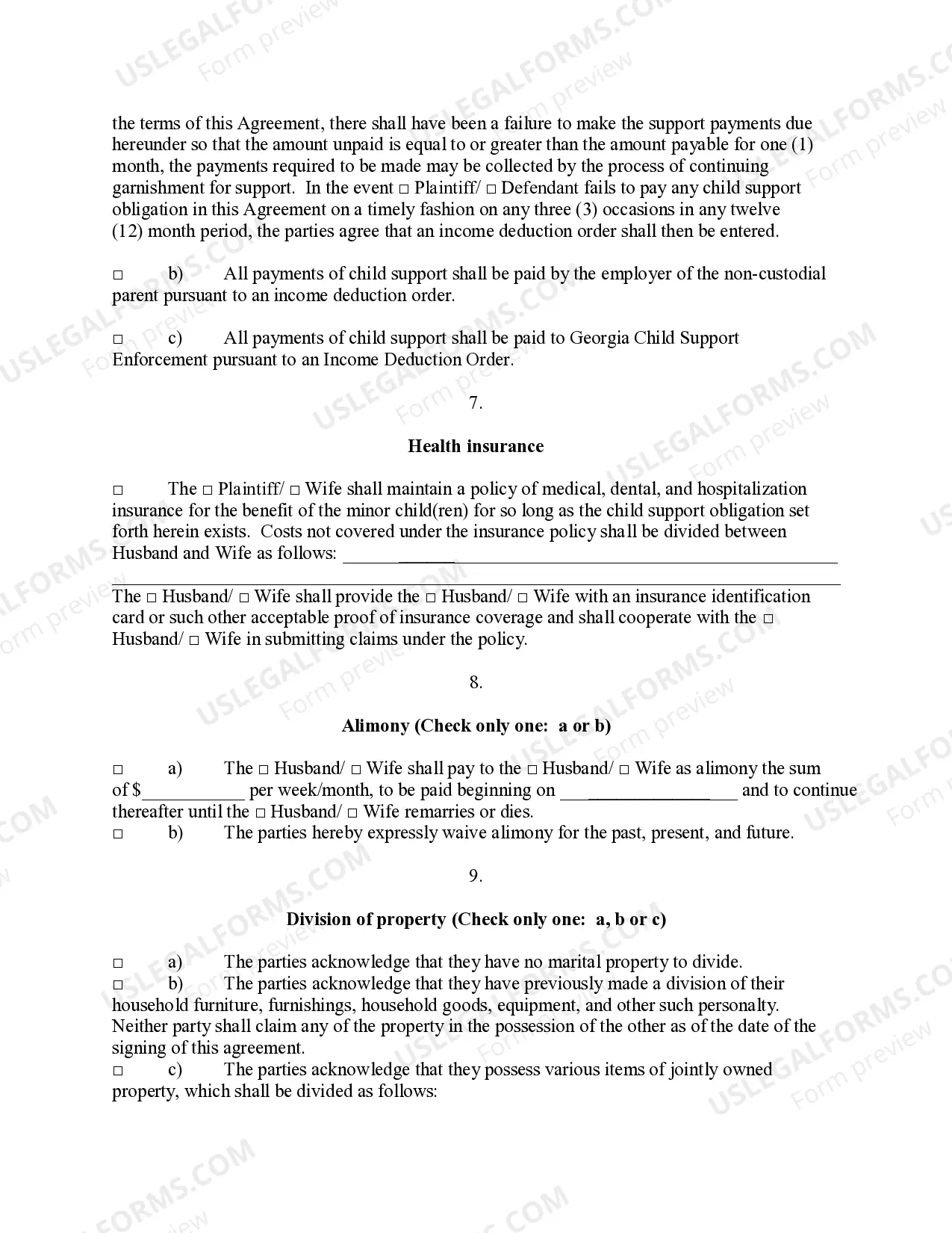Preview Legal Separation and Property Settlement Agreement
