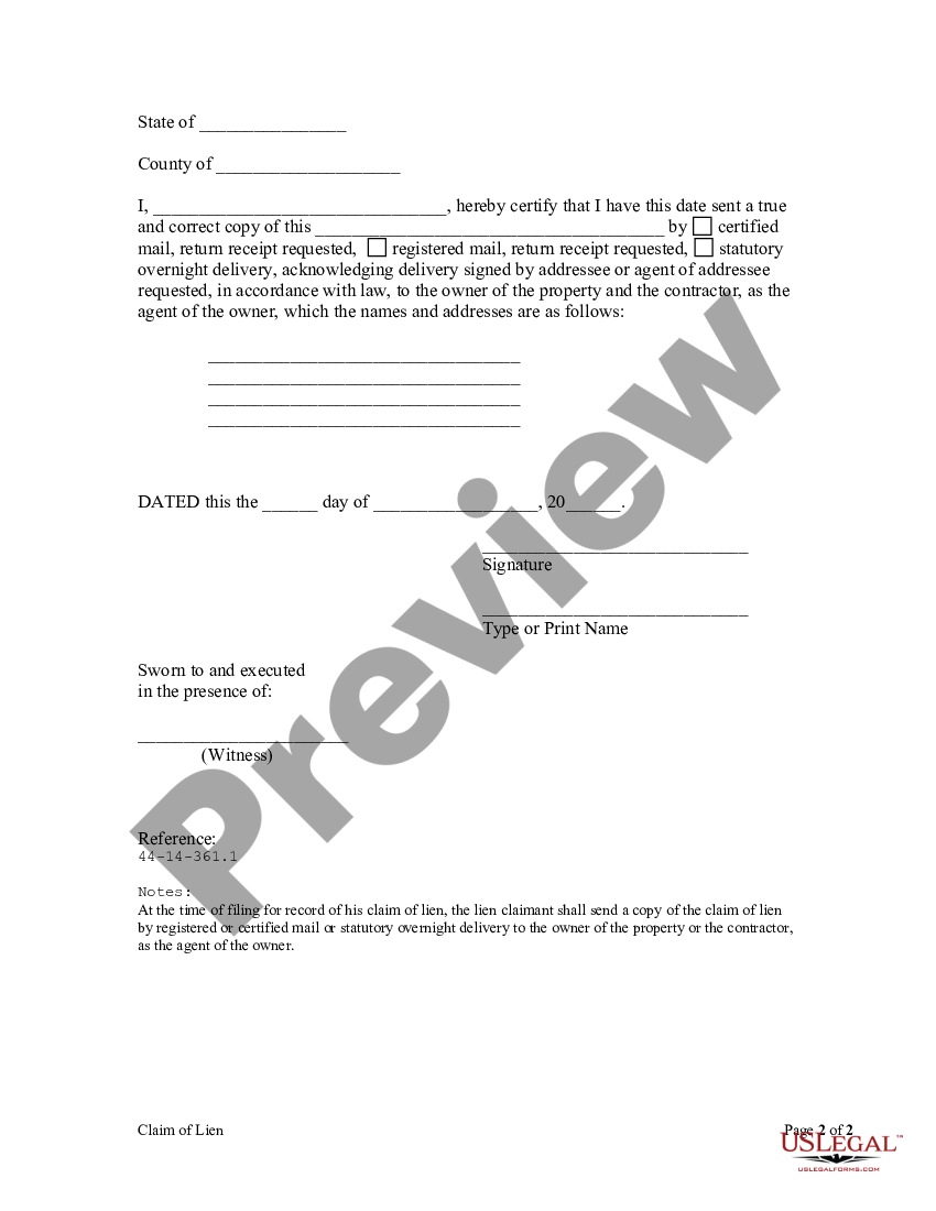 Lien Materialman Form With Two Points Us Legal Forms 7935