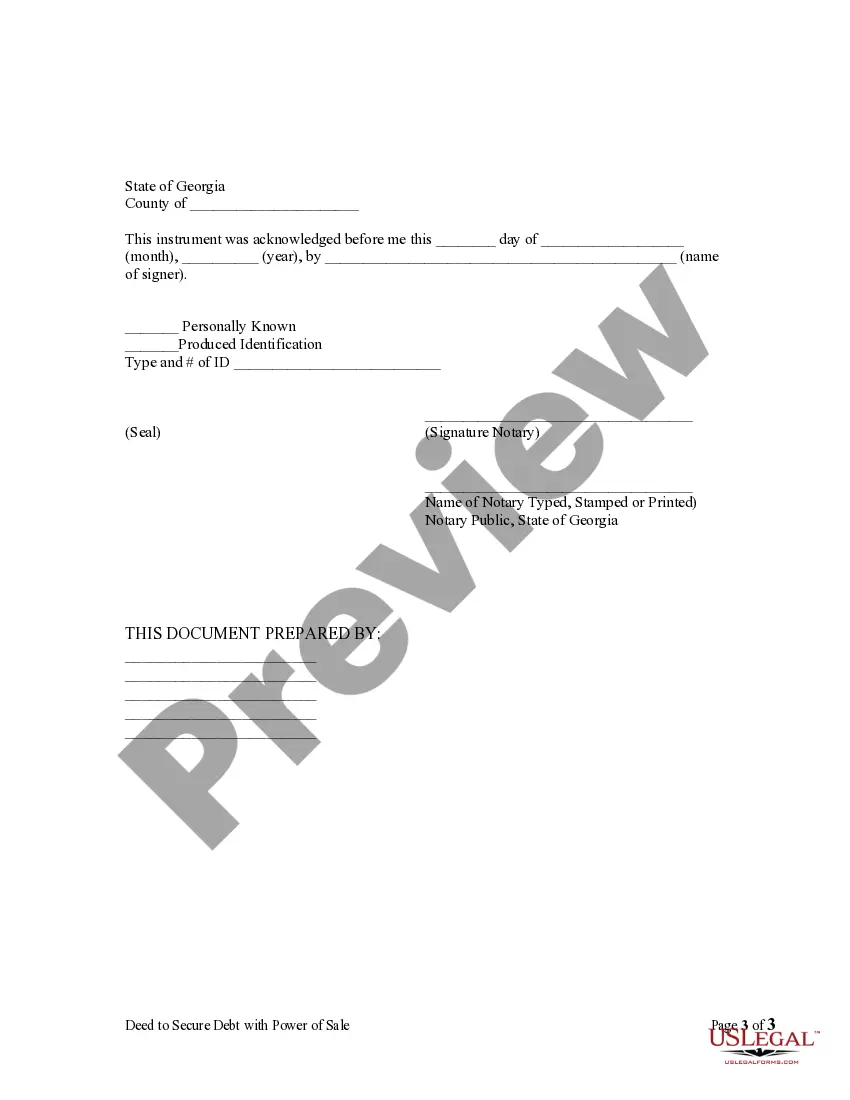 Preview Deed to Secure Debt with Power of Sale