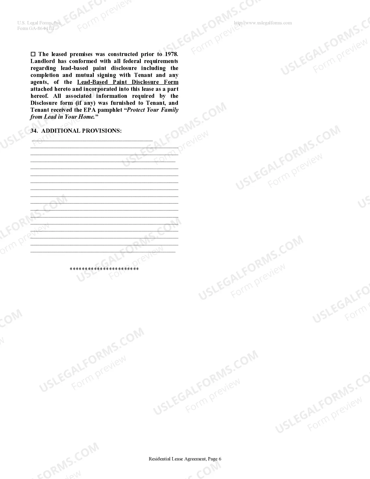 Preview Residential Lease or Rental Agreement for Month to Month