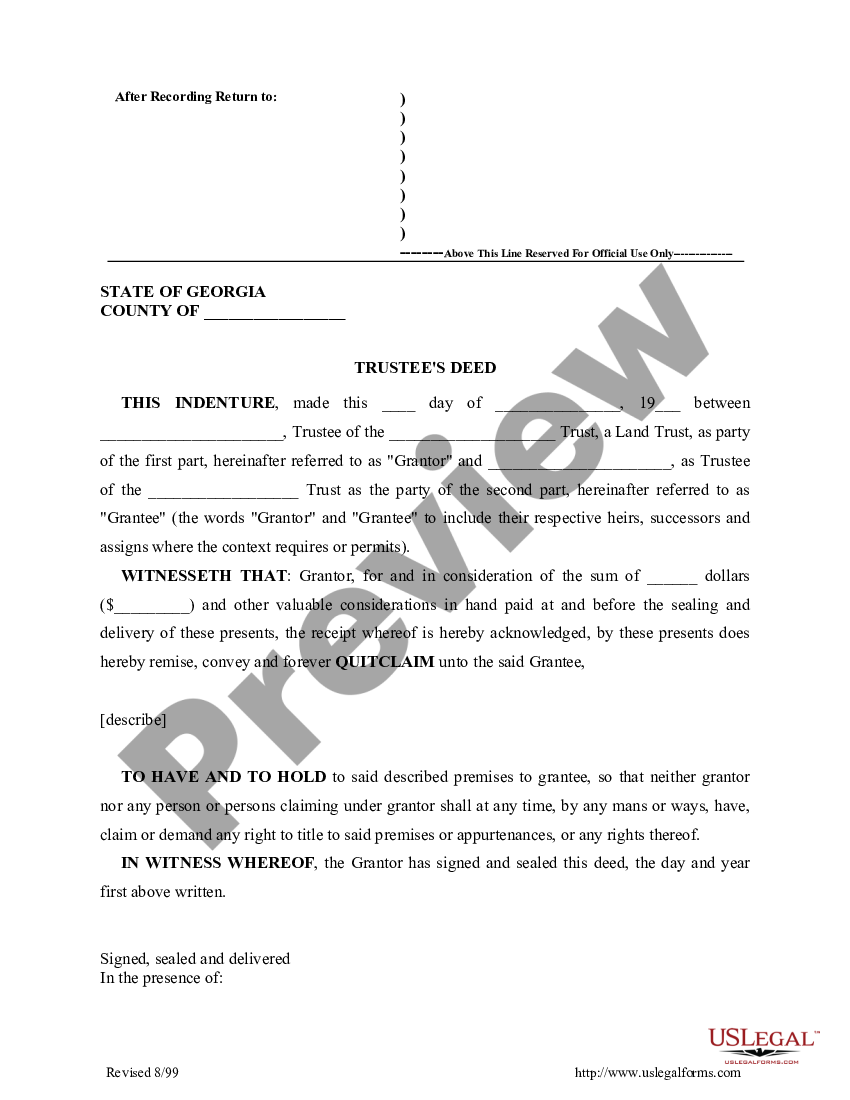 Georgia Trustees Deed Trustees Deed Us Legal Forms 1586