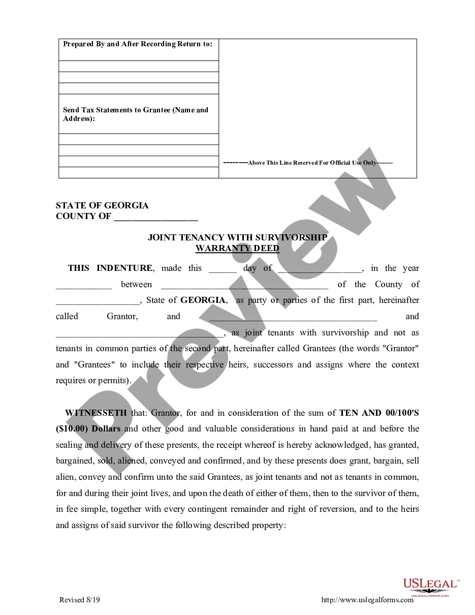 page 2 Warranty Deed - Joint Tenancy with Rights of Survivorship preview