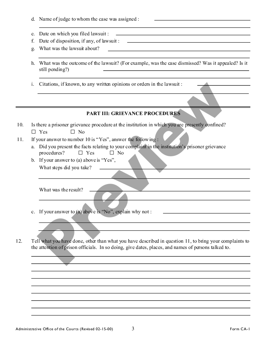 Georgia Inmate Form for Civil Action | US Legal Forms